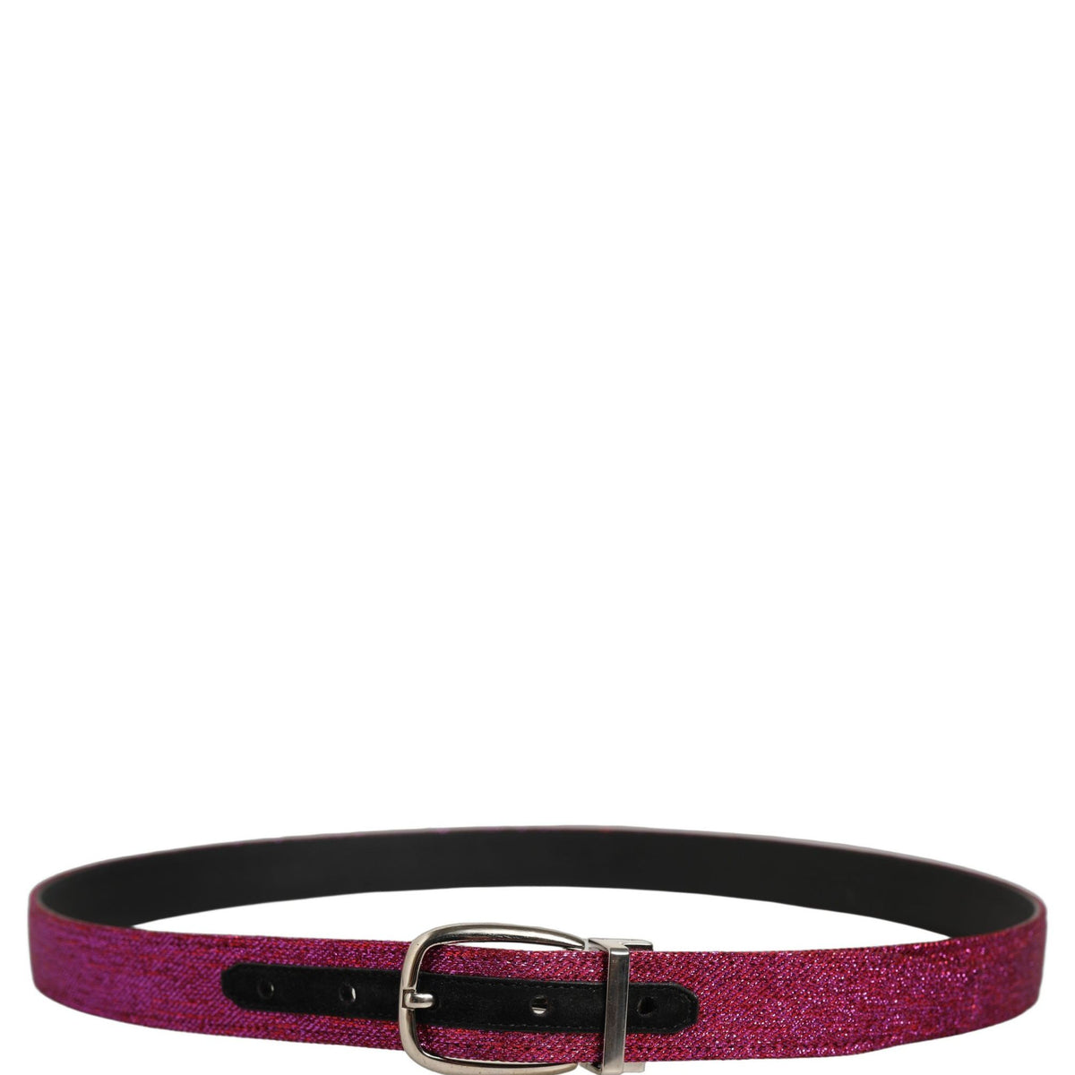 Dolce & Gabbana Men Fuchsia Glitter Silver Metal Buckle Belt