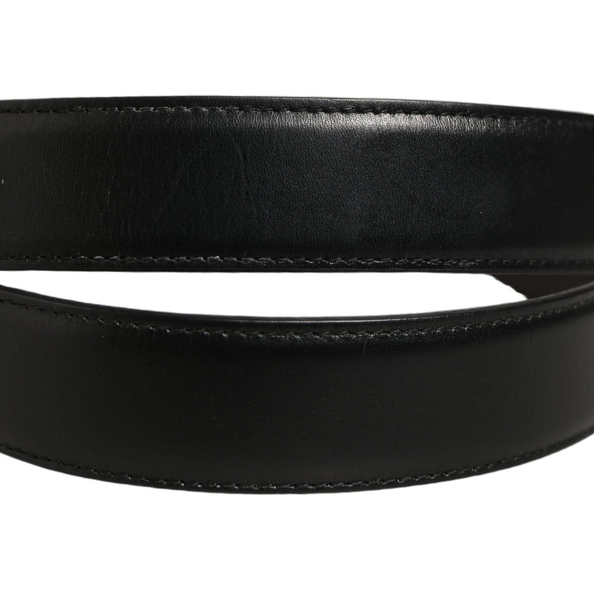 Dolce & Gabbana Black Classic Leather Silver Tone Buckle Belt