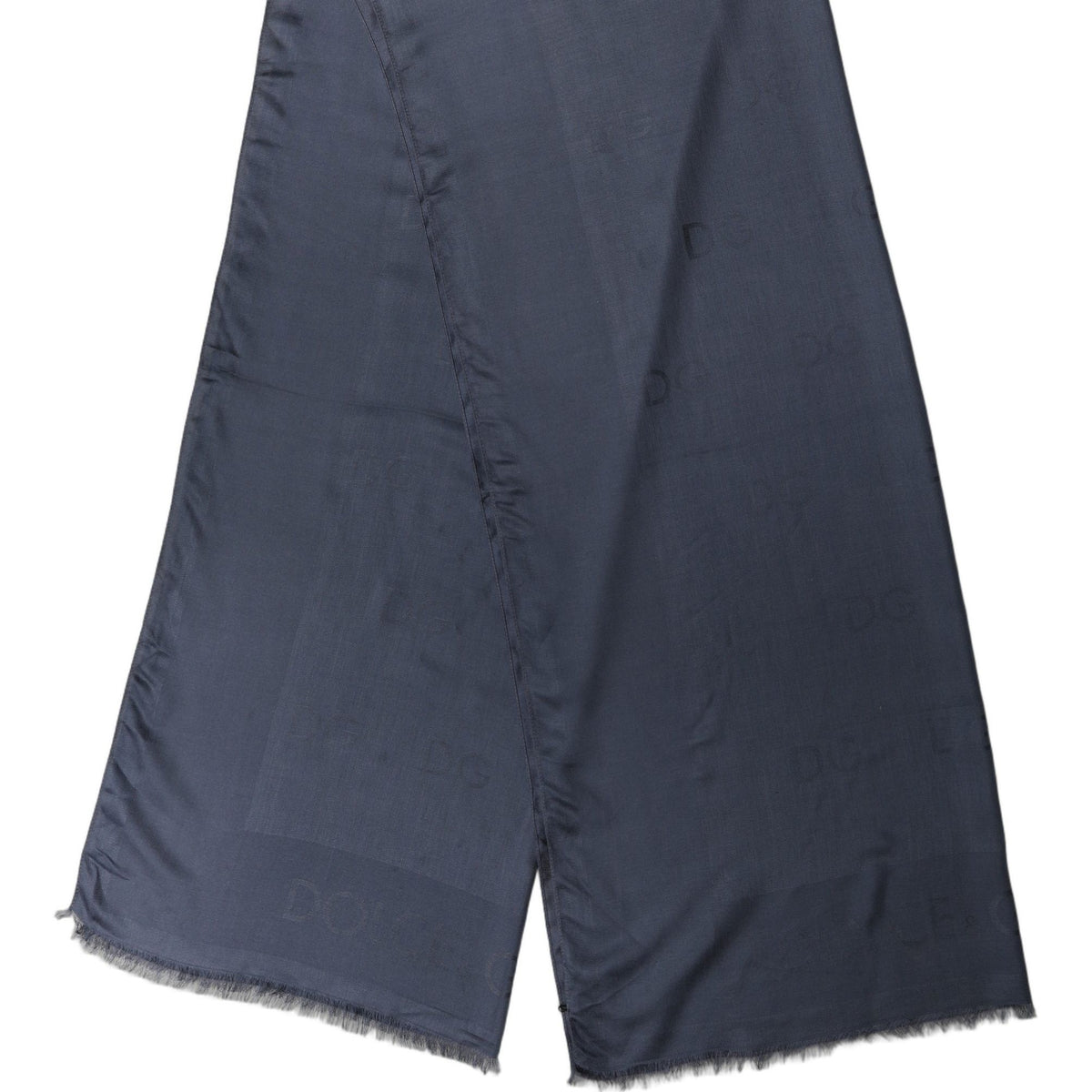 Dolce & Gabbana Dark Blue Modal Frayed Edge Lace Stole Scarf