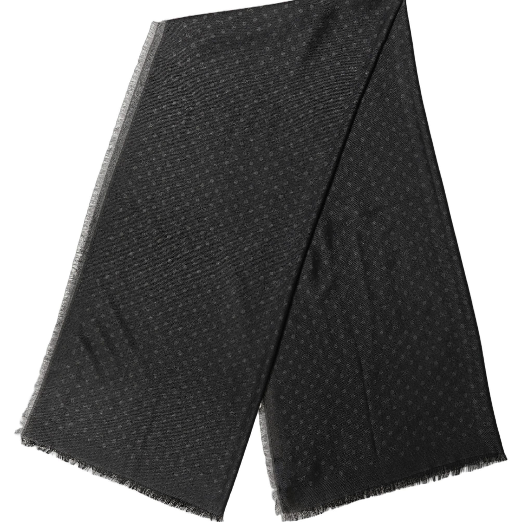 Dolce & Gabbana Men Black Viscose Polka Dot Fringe Shawl Lace Stole
