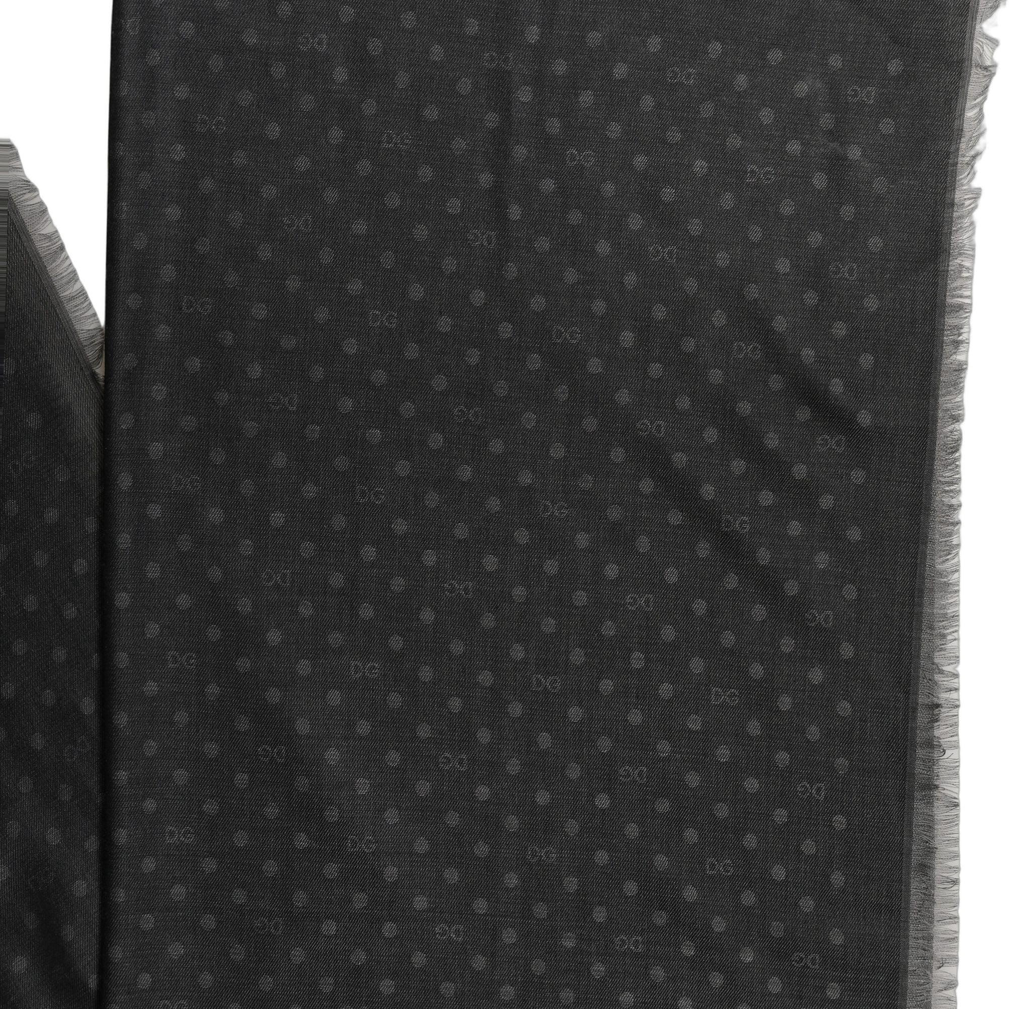 Dolce & Gabbana Men Black Viscose Polka Dot Fringe Shawl Lace Stole