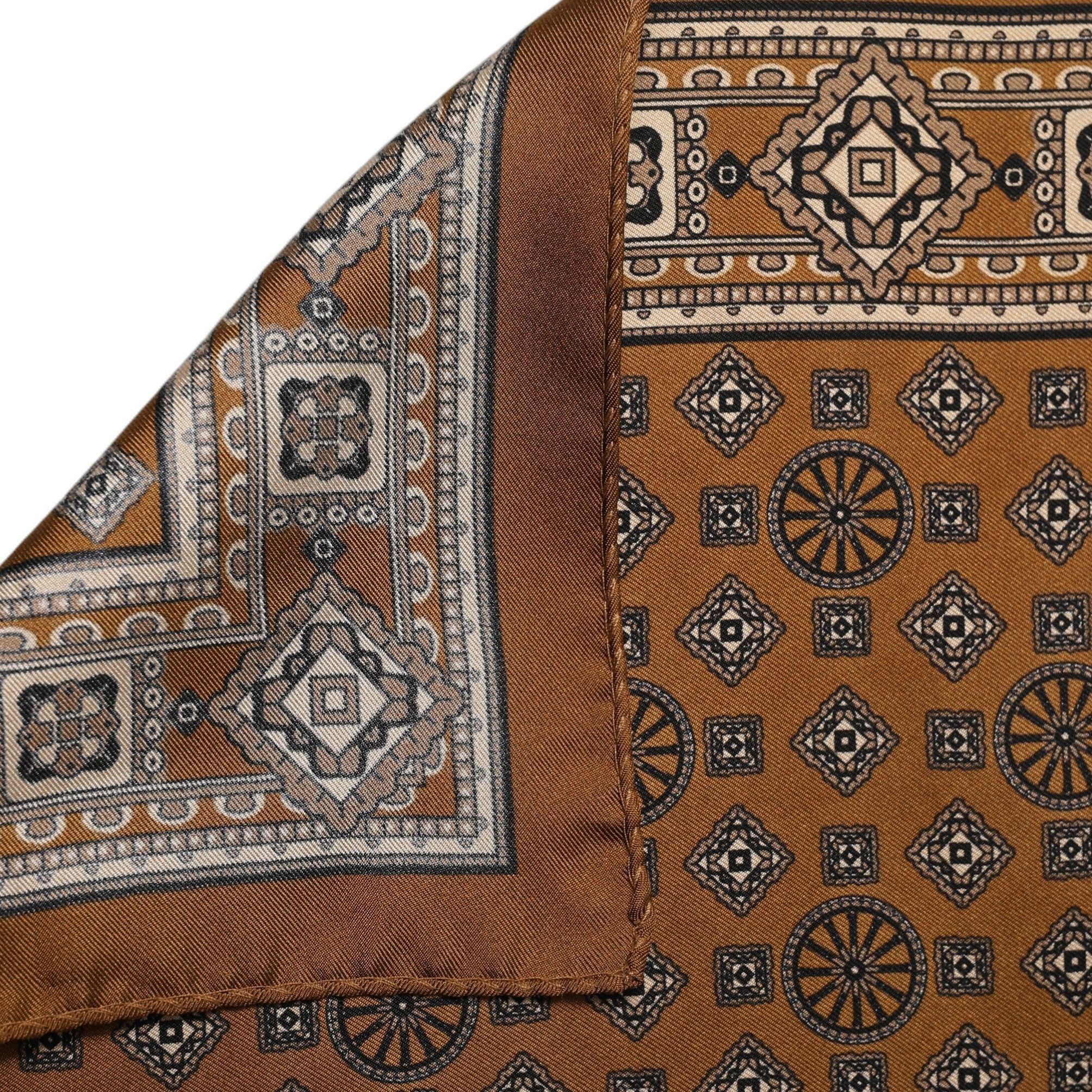 Dolce & Gabbana Brown Geometric Pocket Square Foulard Scarf