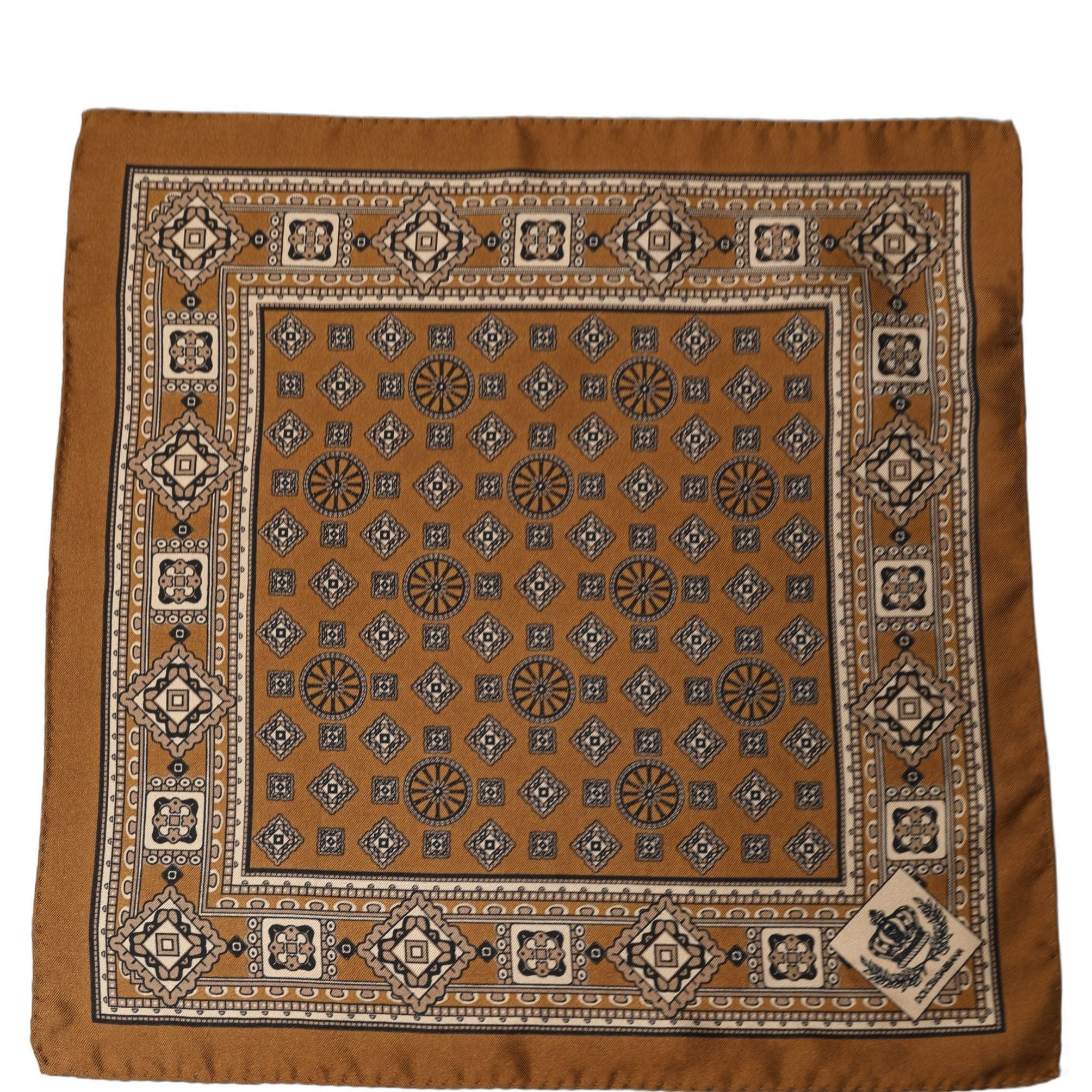 Dolce & Gabbana Brown Geometric Pocket Square Foulard Scarf