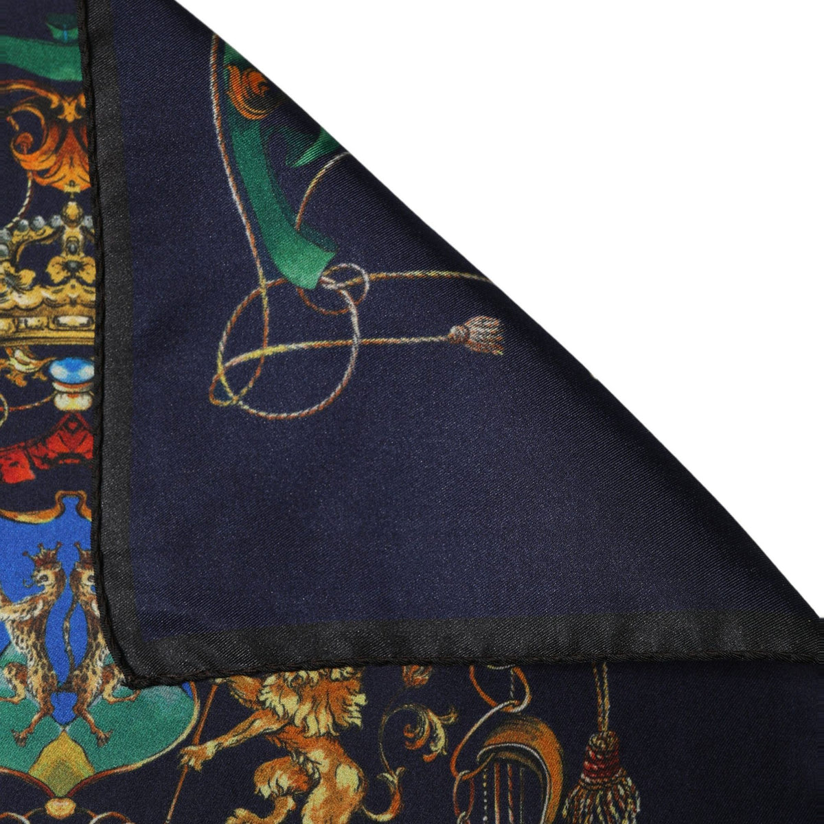 Dolce & Gabbana Navy Blue Heraldic Silk Square Foulard Scarf