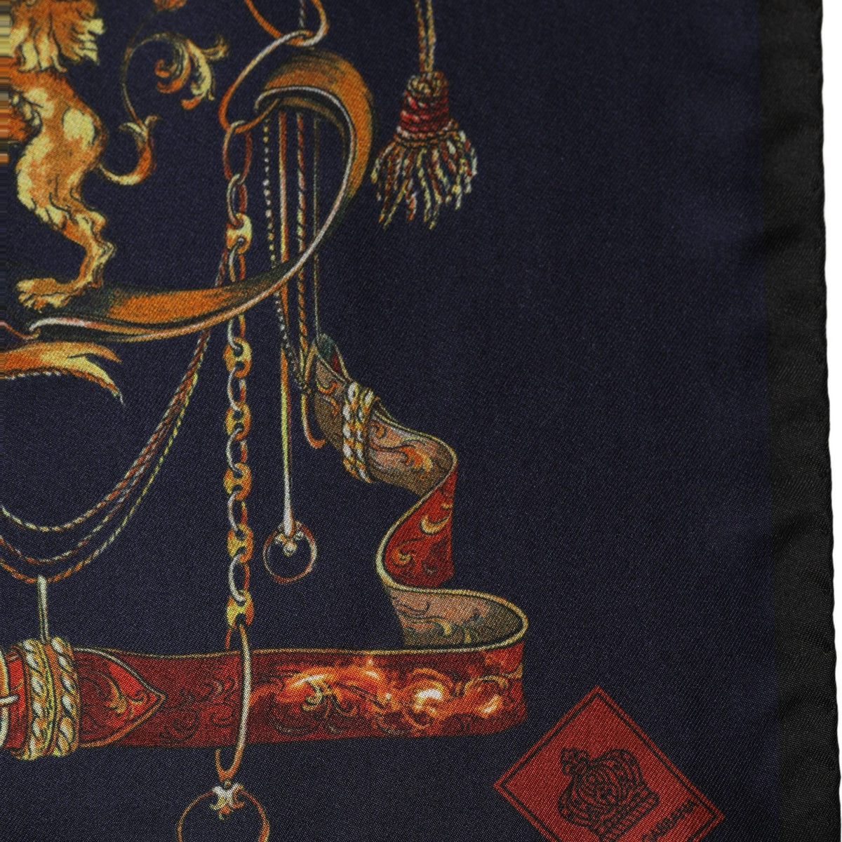 Dolce & Gabbana Navy Blue Heraldic Silk Square Foulard Scarf
