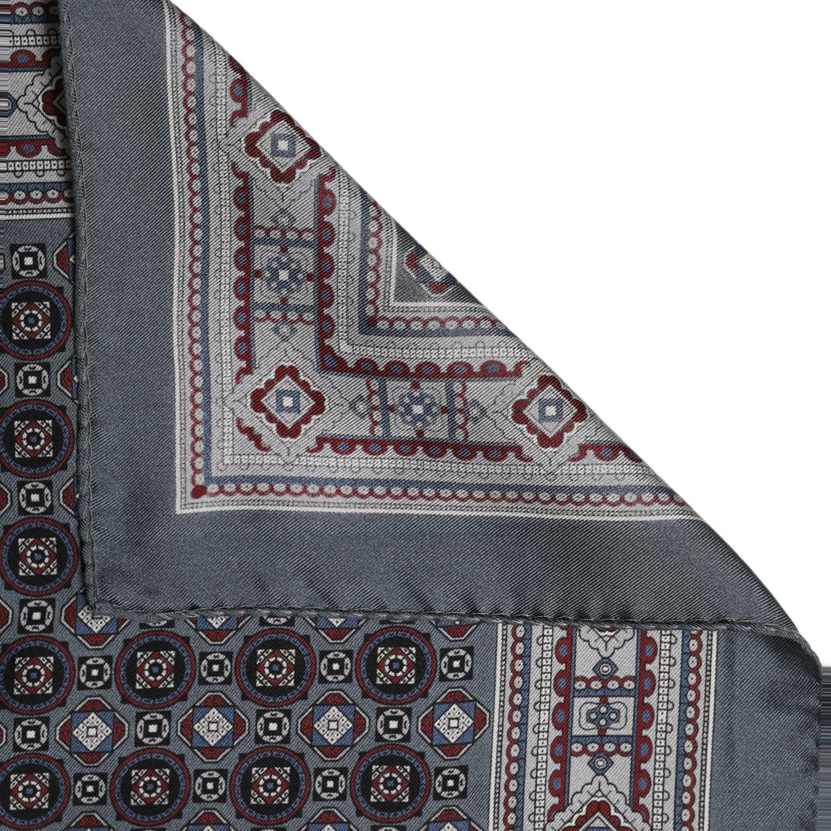 Dolce & Gabbana Gray Geometric Pocket Square Foulard Scarf