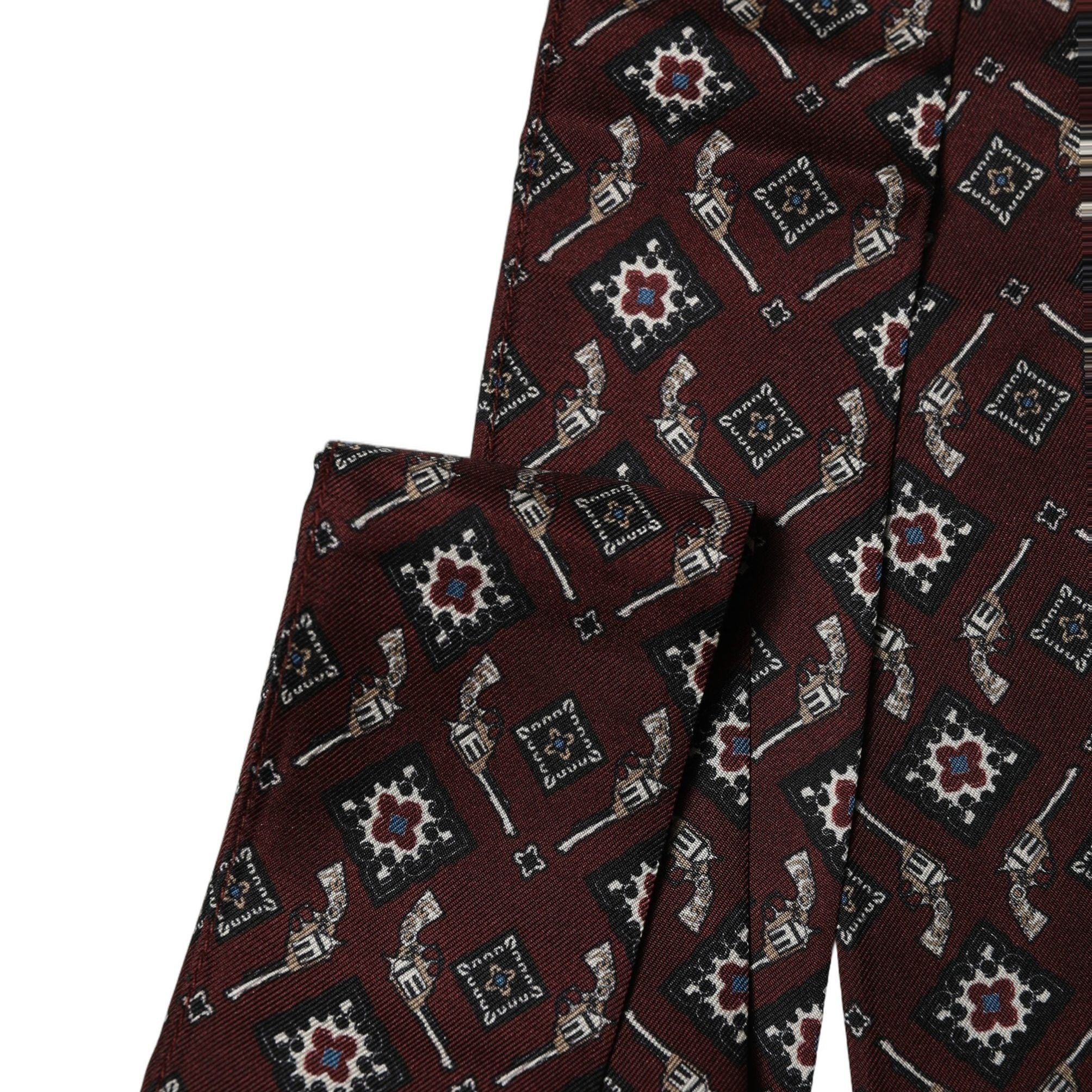 Dolce & Gabbana Burgundy Skinny Twilly Fringed Foulard Scarf