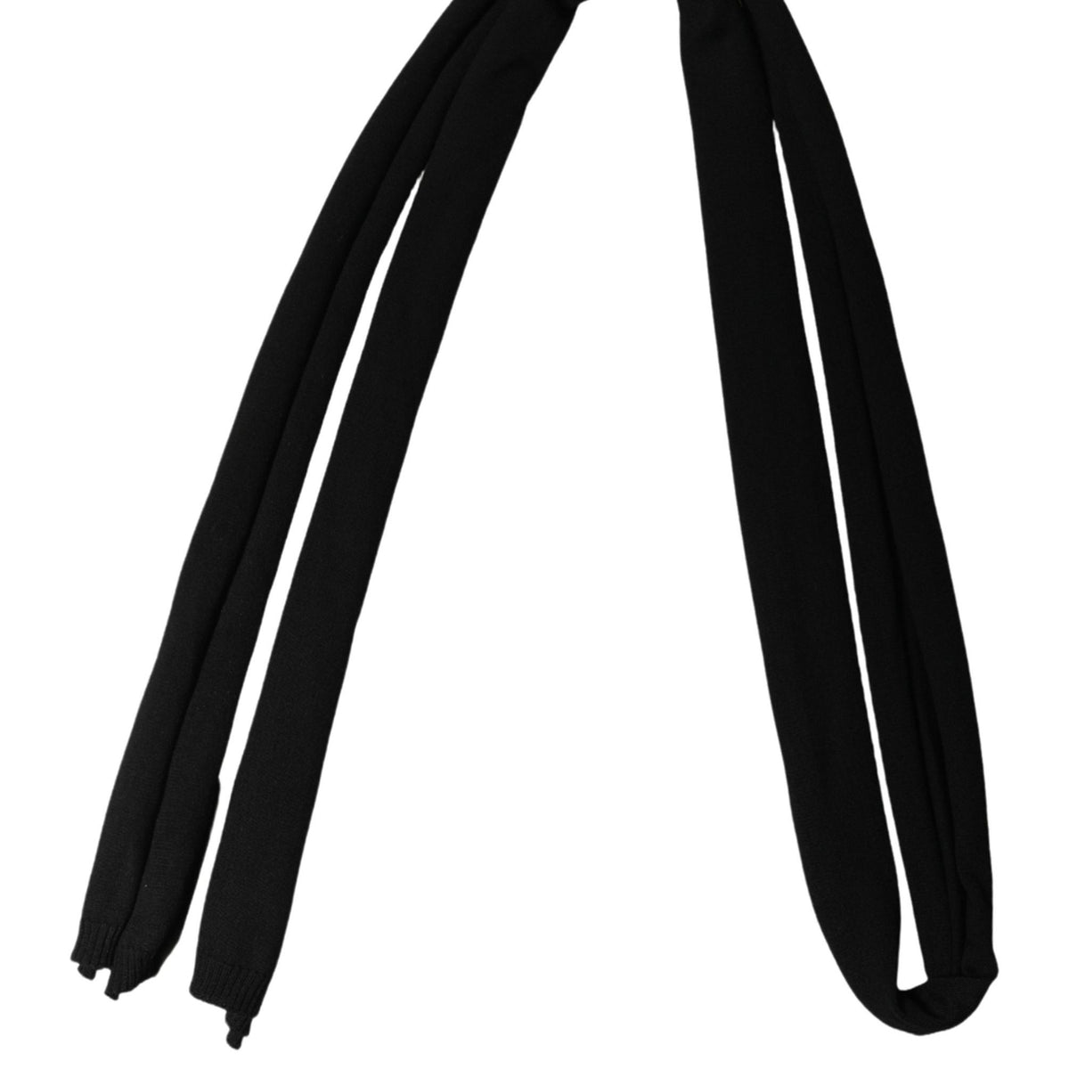 Dolce & Gabbana Men Black Wool Knitted Skinny Foulard Scarf