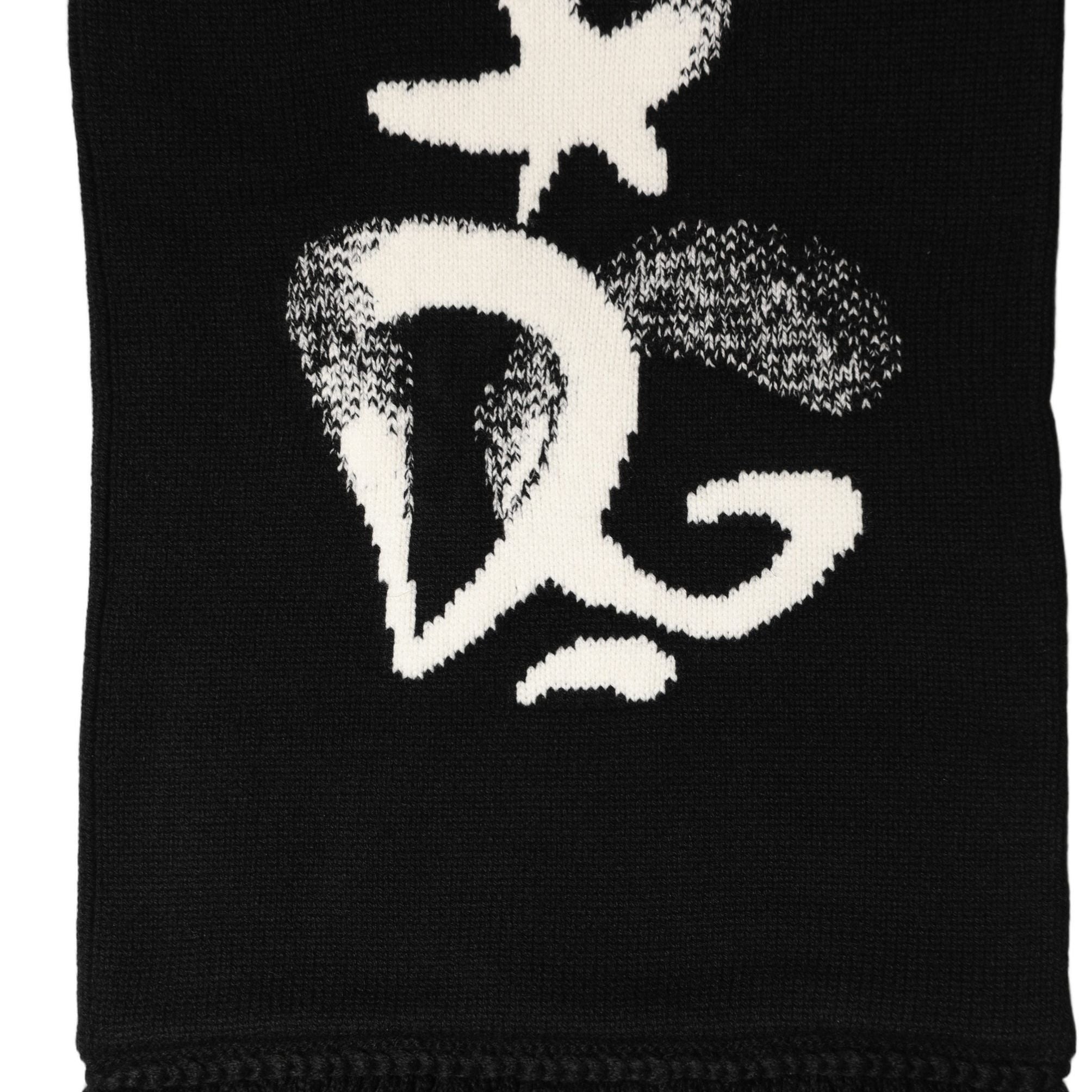 Dolce & Gabbana Black Cashmere Knitted Fringed Foulard Scarf