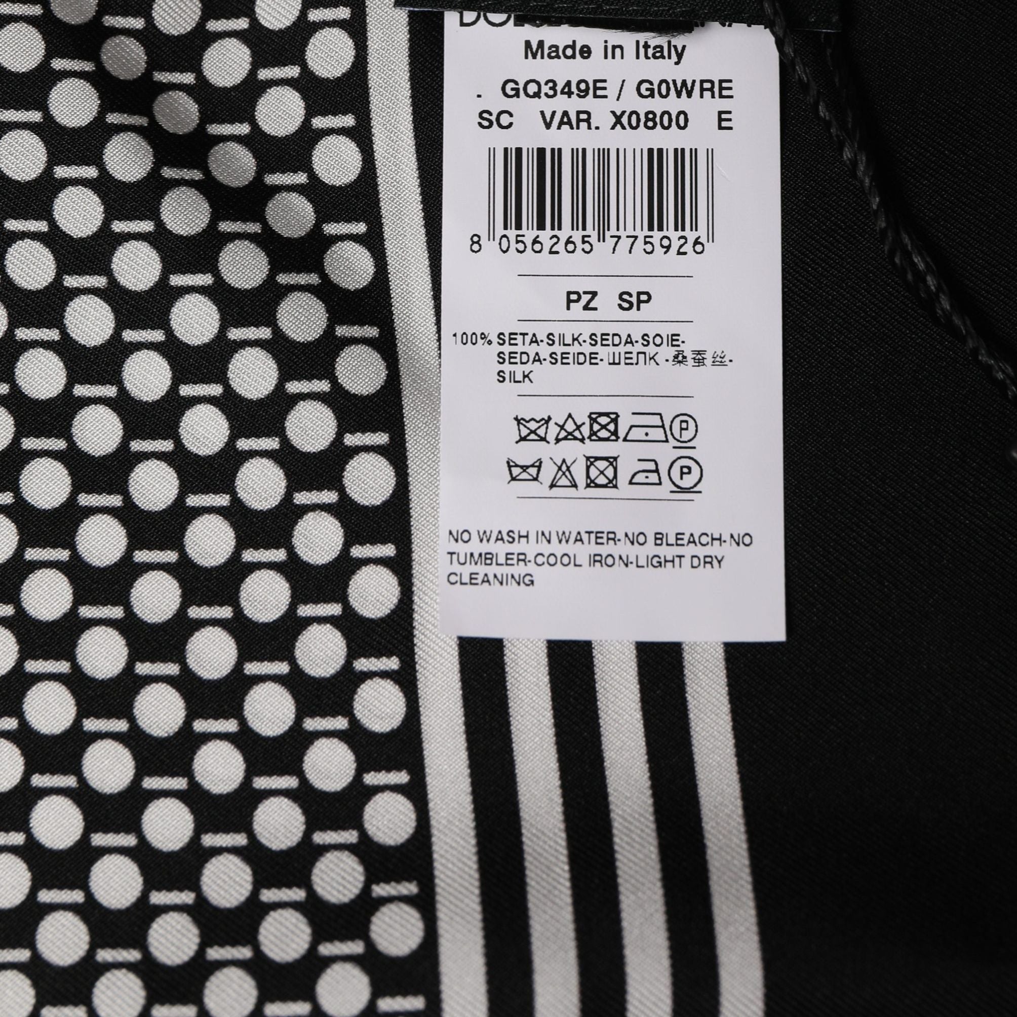 Dolce & Gabbana Black White Geometric Silk Neck Shawl Scarf