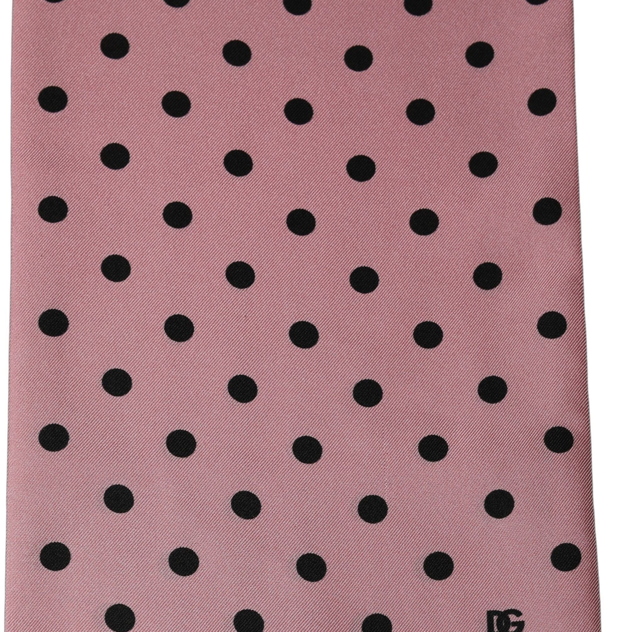 Dolce & Gabbana Pink Polka Dot Silk Fringed Lace Stole Scarf