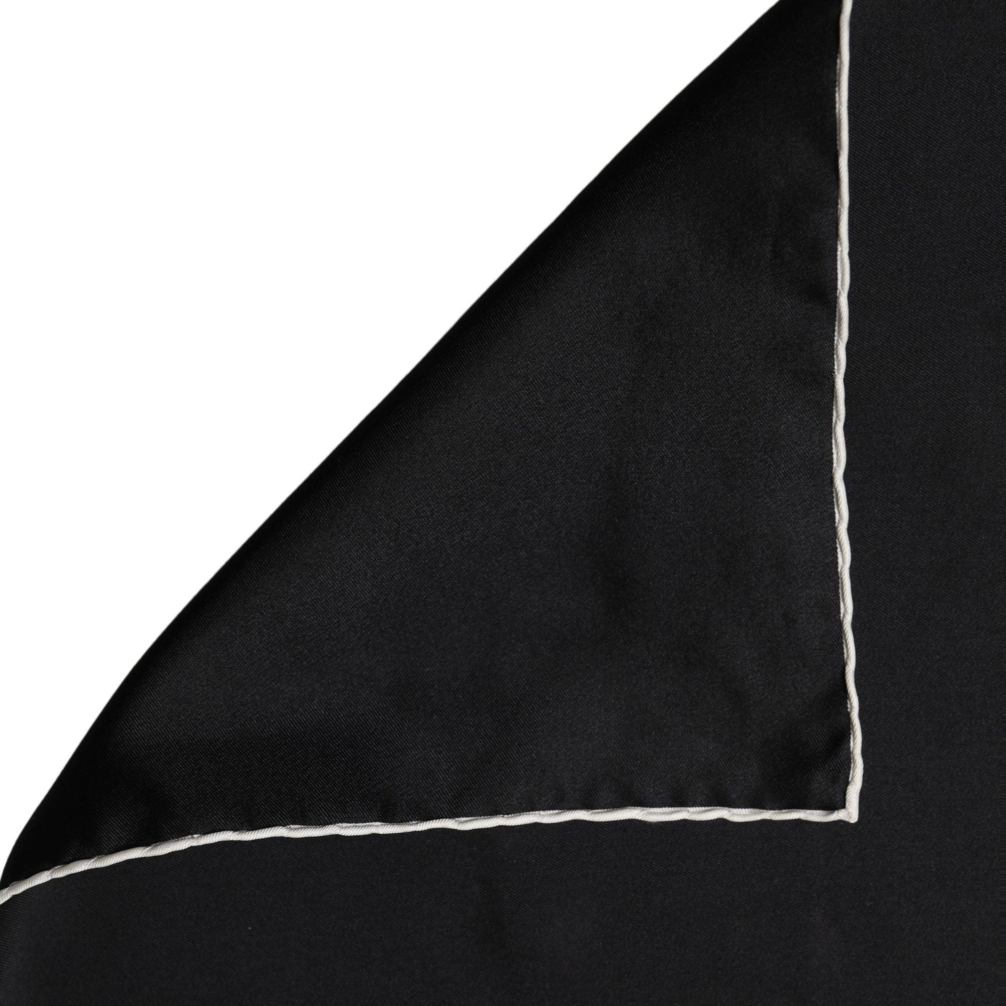 Dolce & Gabbana Men Black Silk Pocket Square Foulard Scarf