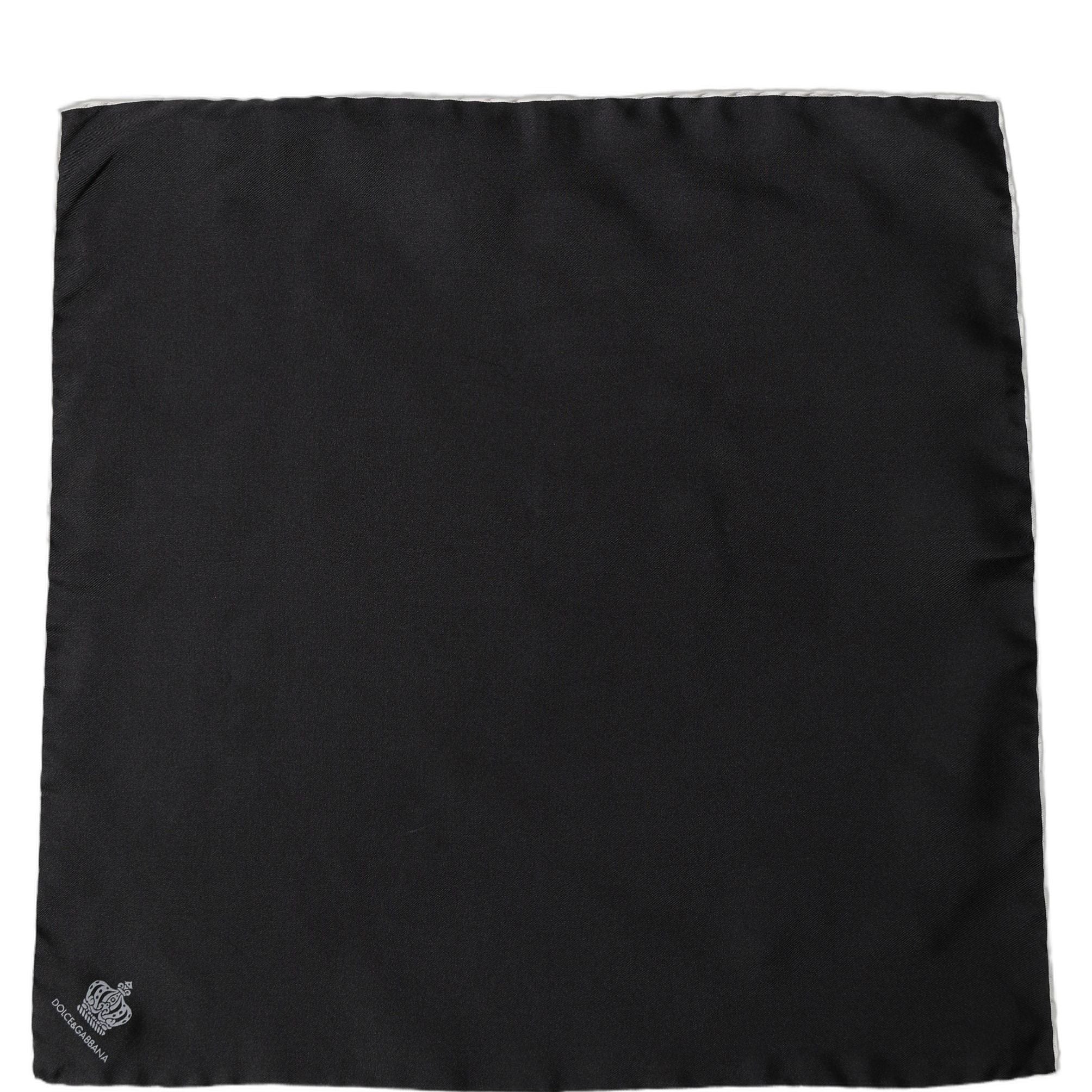Dolce & Gabbana Men Black Silk Pocket Square Foulard Scarf