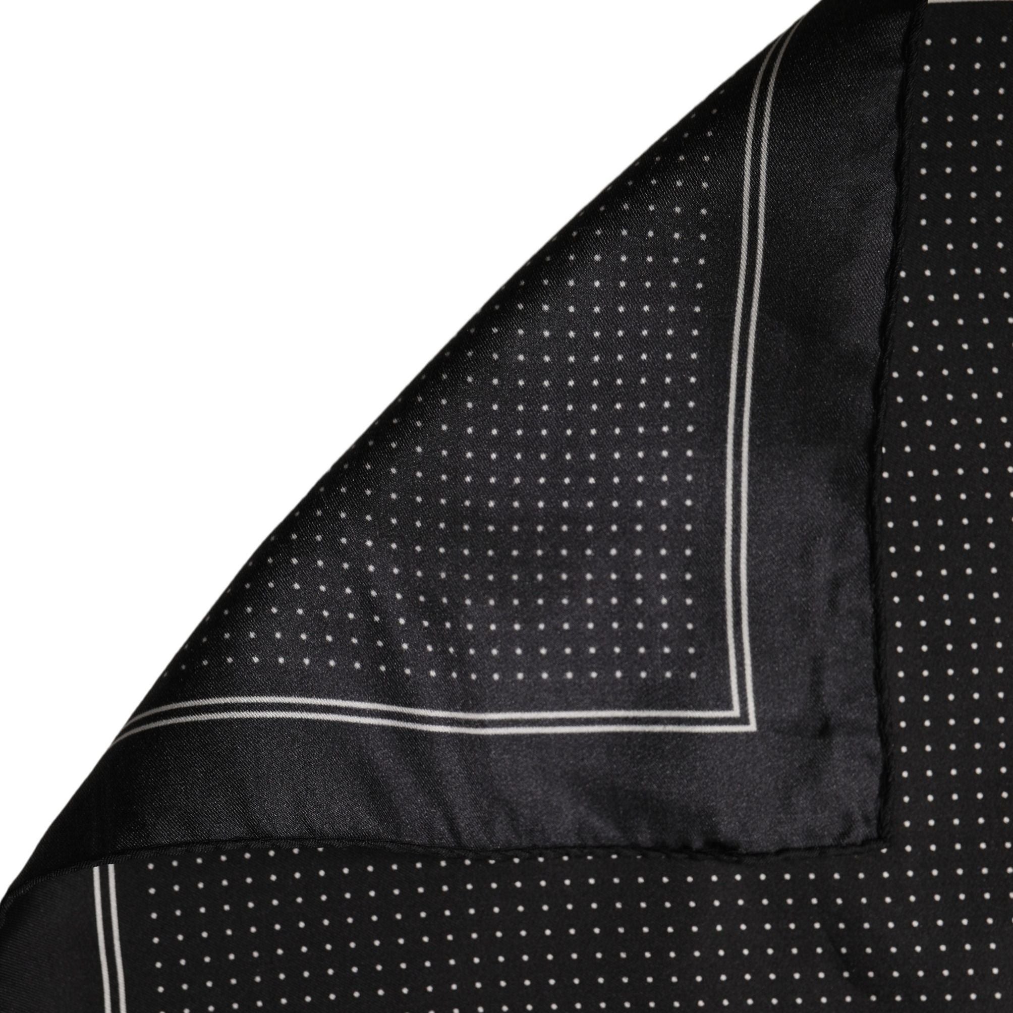Dolce & Gabbana Black Polka Dot Pocket Square Foulard Scarf