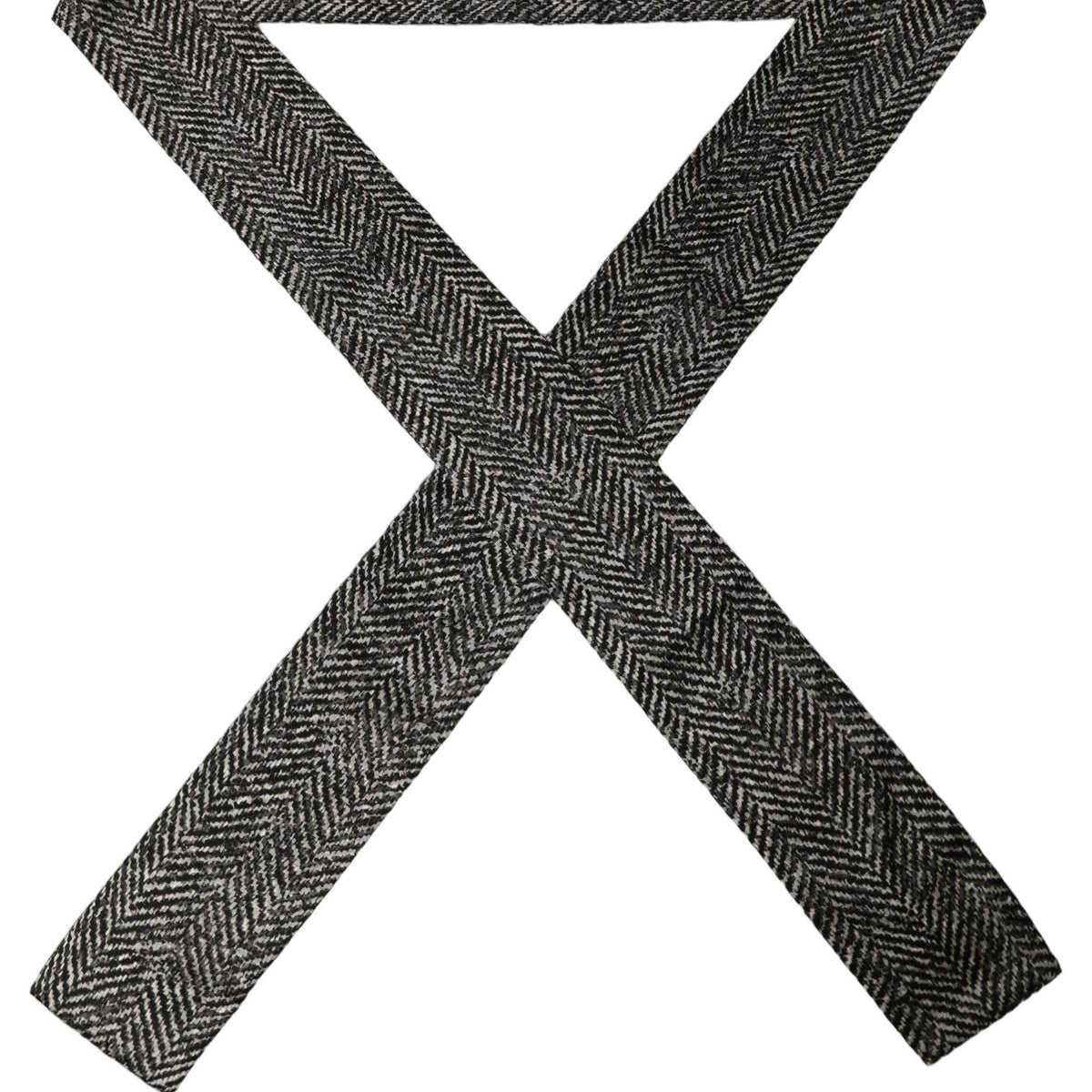 Dolce & Gabbana Black White Herringbone Tweed Shawl Scarf