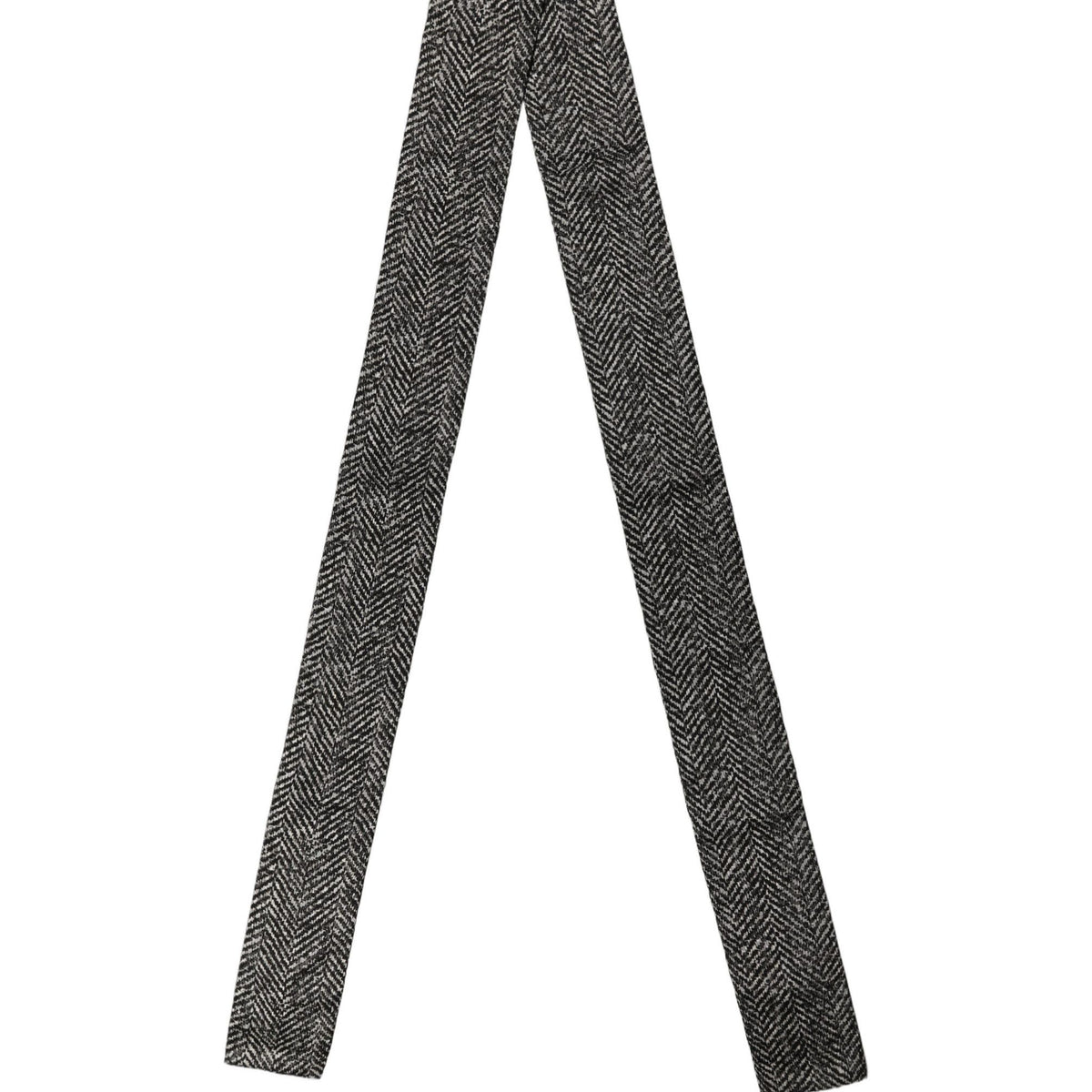 Dolce & Gabbana Black White Herringbone Tweed Shawl Scarf