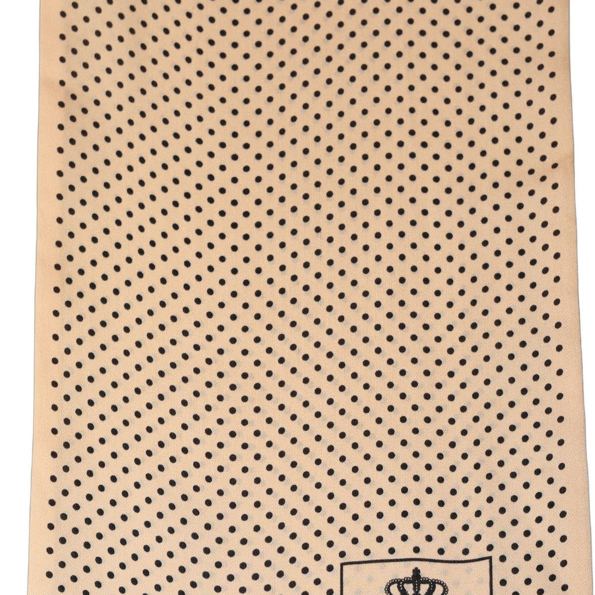 Dolce & Gabbana Beige Silk Dotted Fringed Neck Shawl Scarf