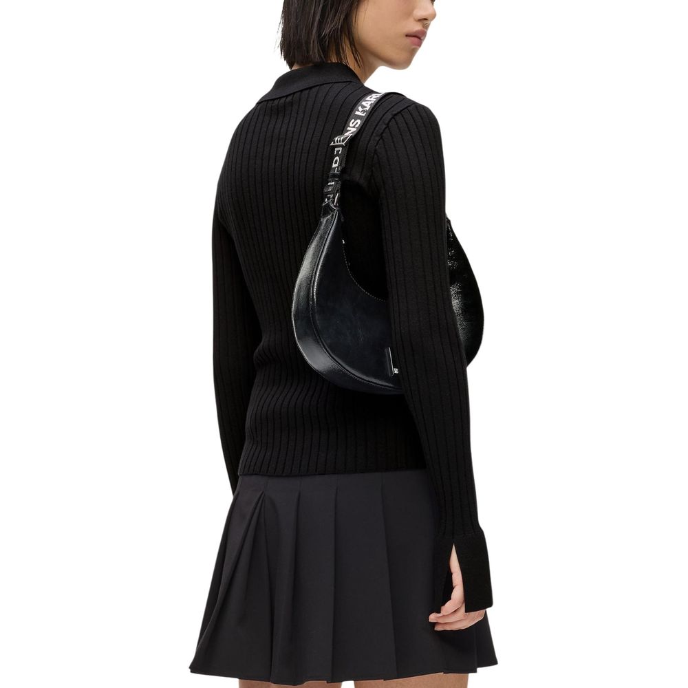 Karl Lagerfeld Black Viscose Long Sleeve T-Shirt