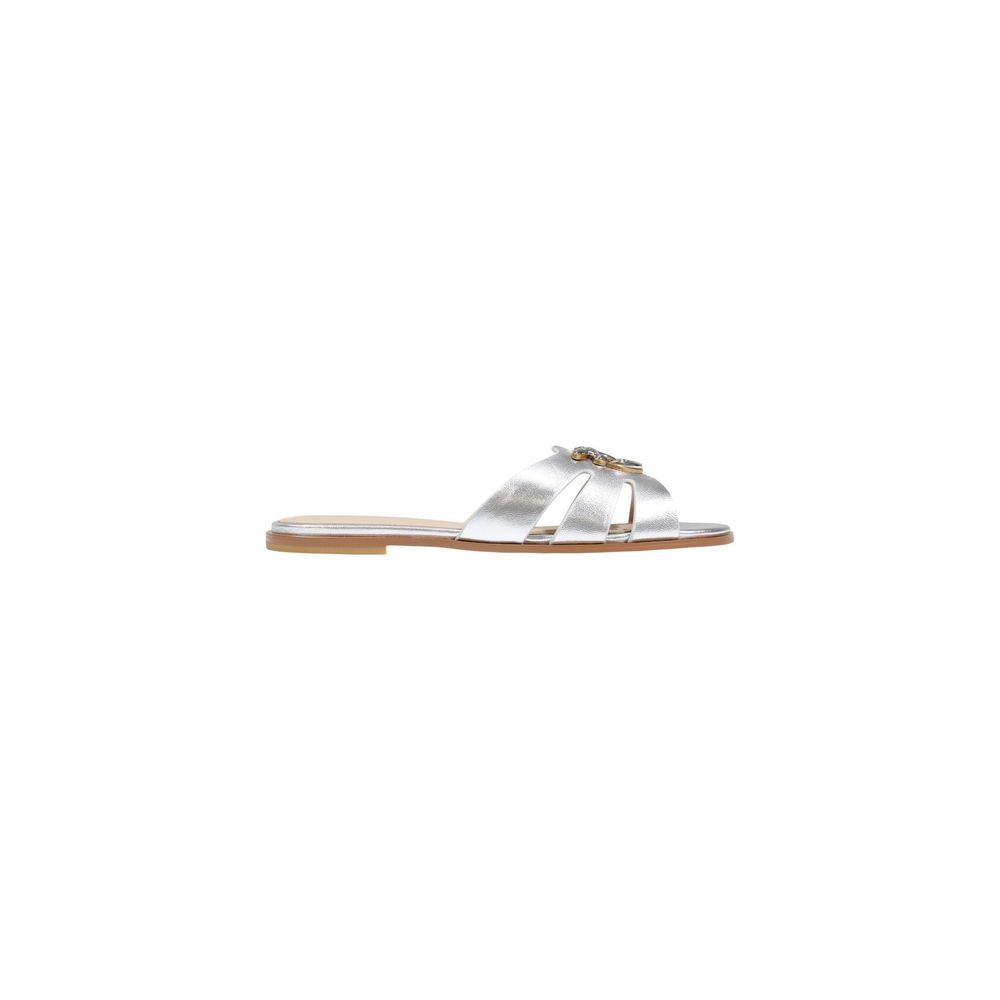 PINKO White Leather Slippers