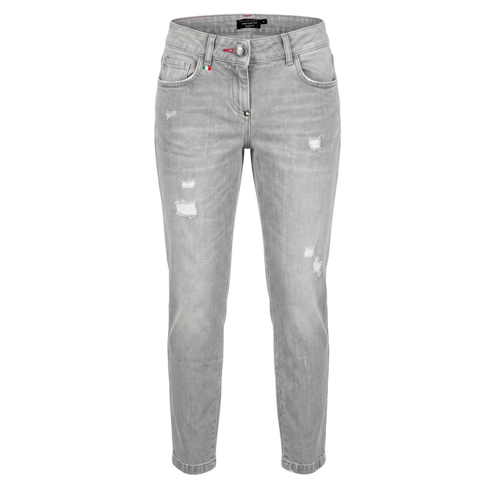 Philipp Plein Grey Fabric Women Jeans