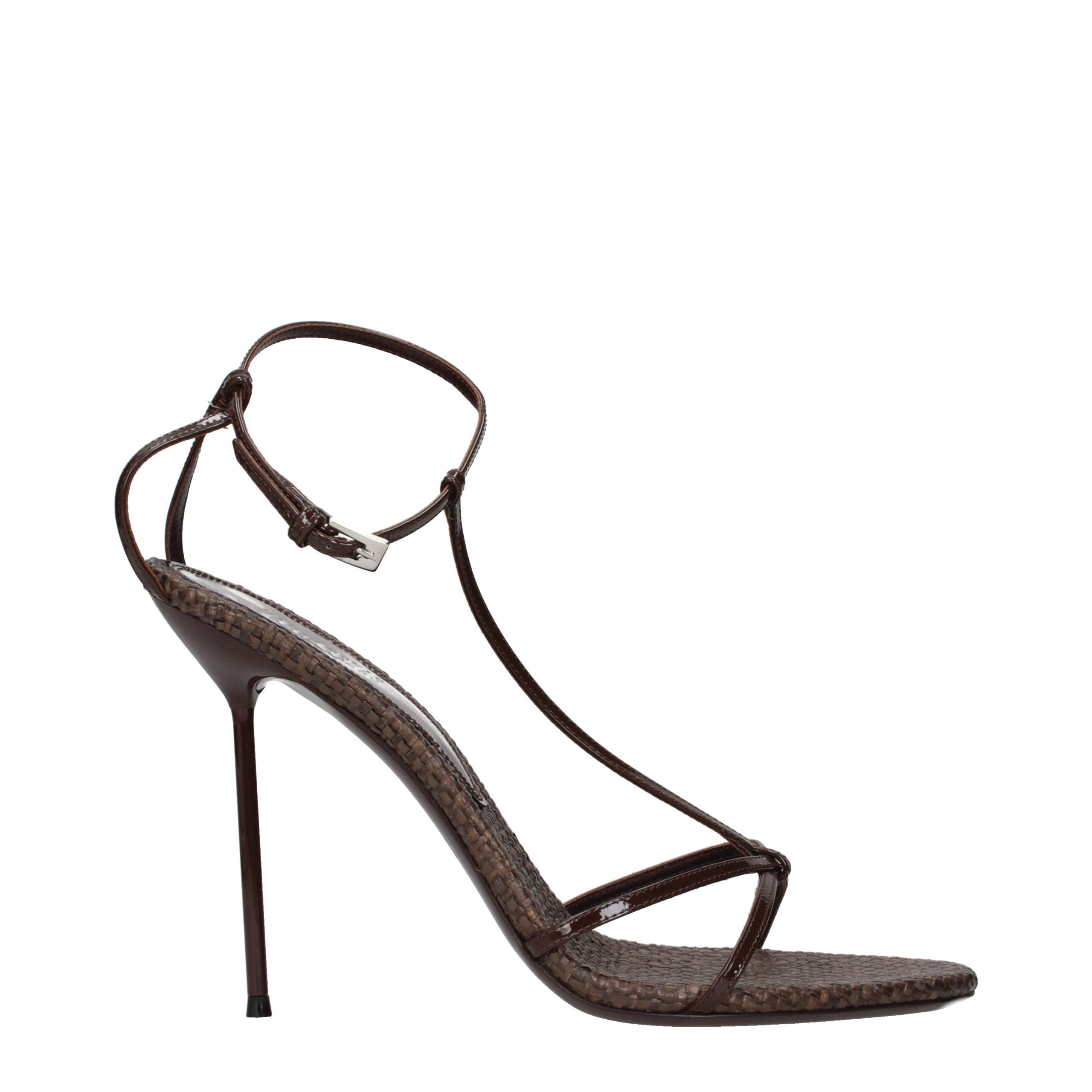 Paris Texas Brown Leather Stiletto Heel Sandals