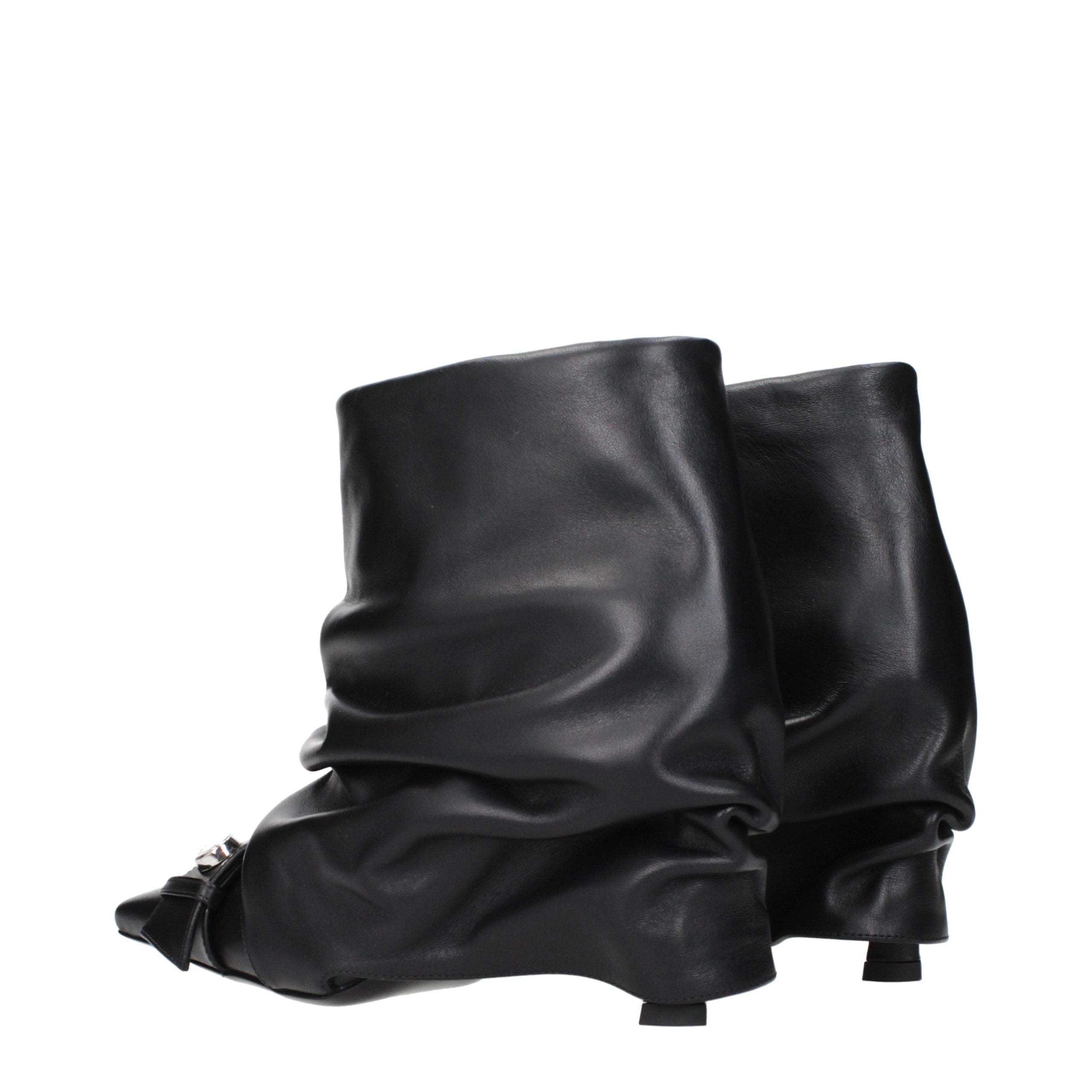 The Attico Black Leather Ankle Boots