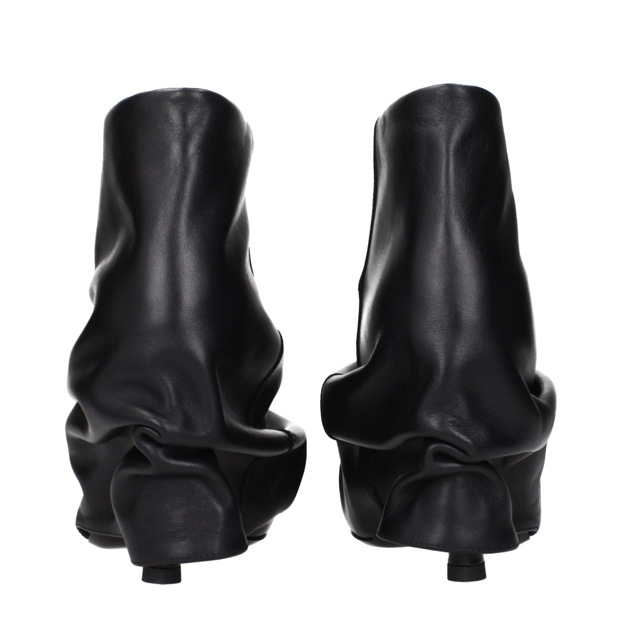 The Attico Black Leather Ankle Boots