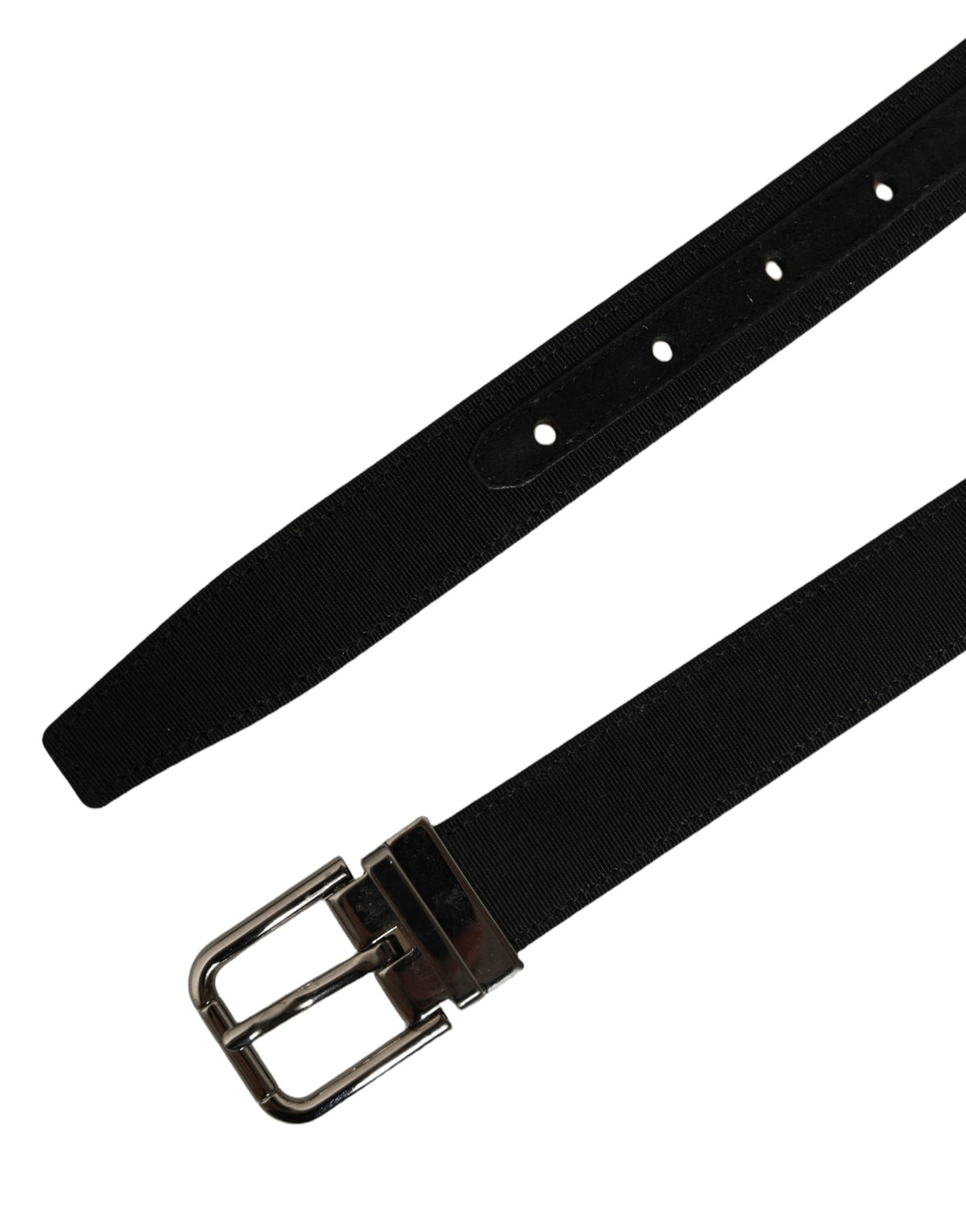Dolce & Gabbana Black Classic Leather Silver Tone Buckle Belt