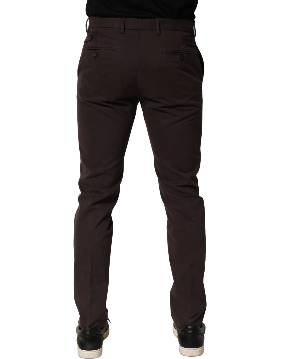 Dolce & Gabbana Brown Cotton Skinny Leg Dress Trouser Pants