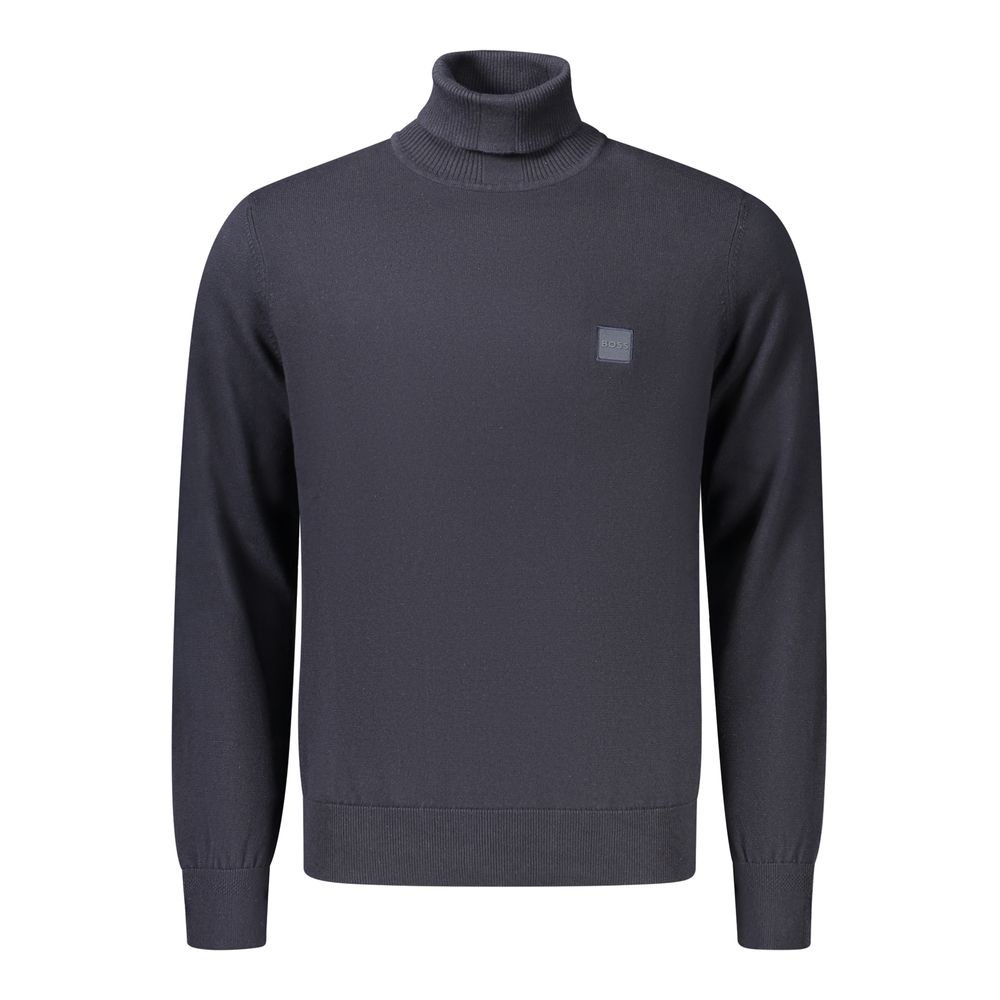 Hugo Boss Blue Cotton Turtleneck