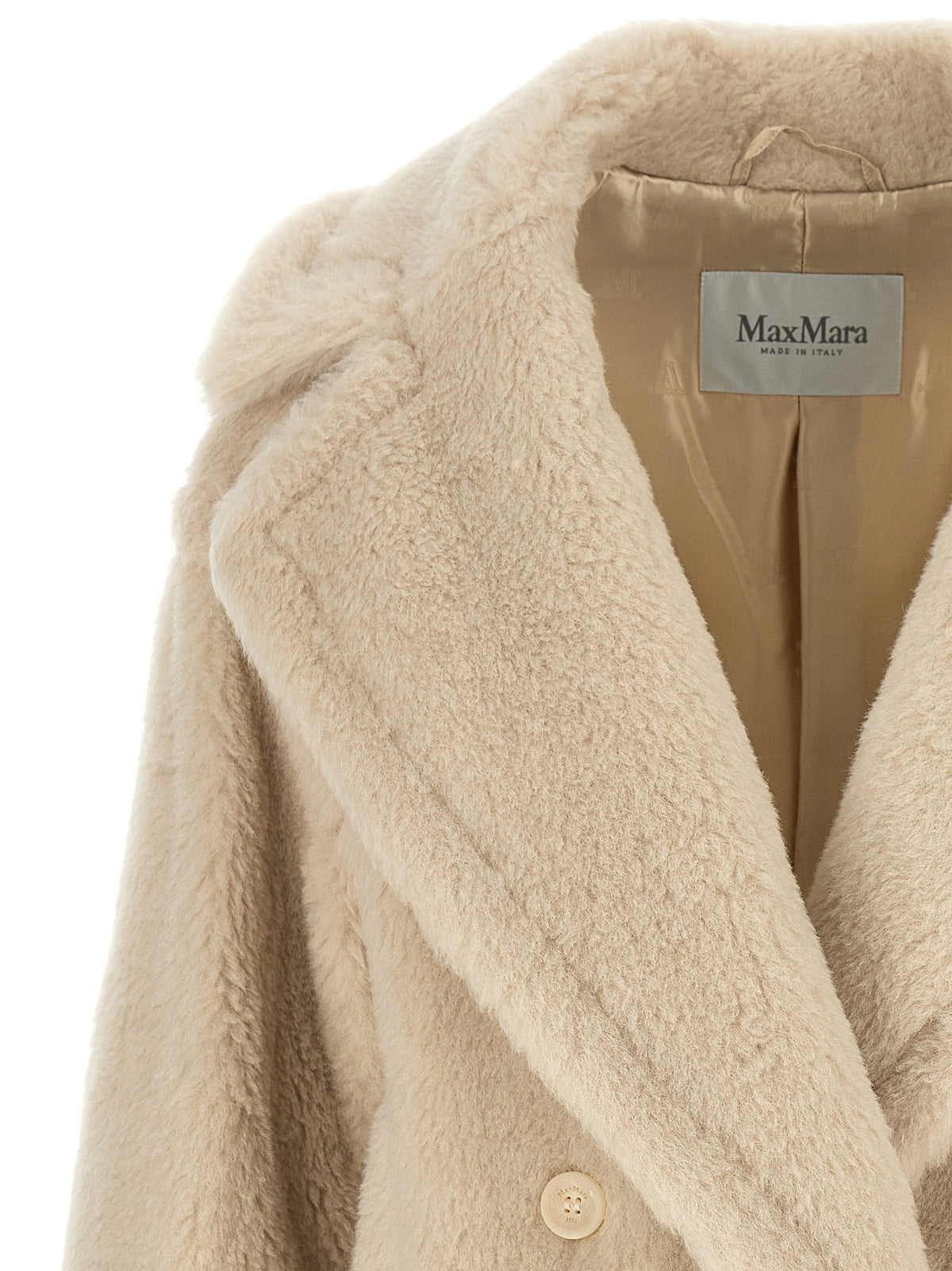 Max Mara White Alpaca Leather Coat
