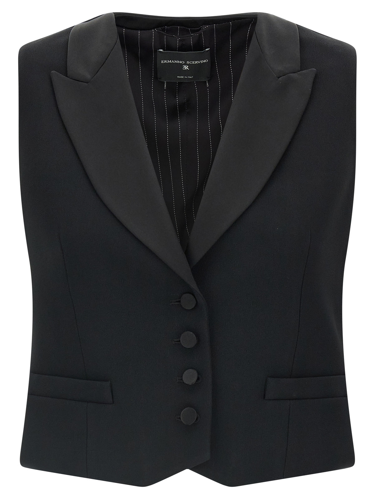 Ermanno Scervino Black Viscose Sleeveless Jacket