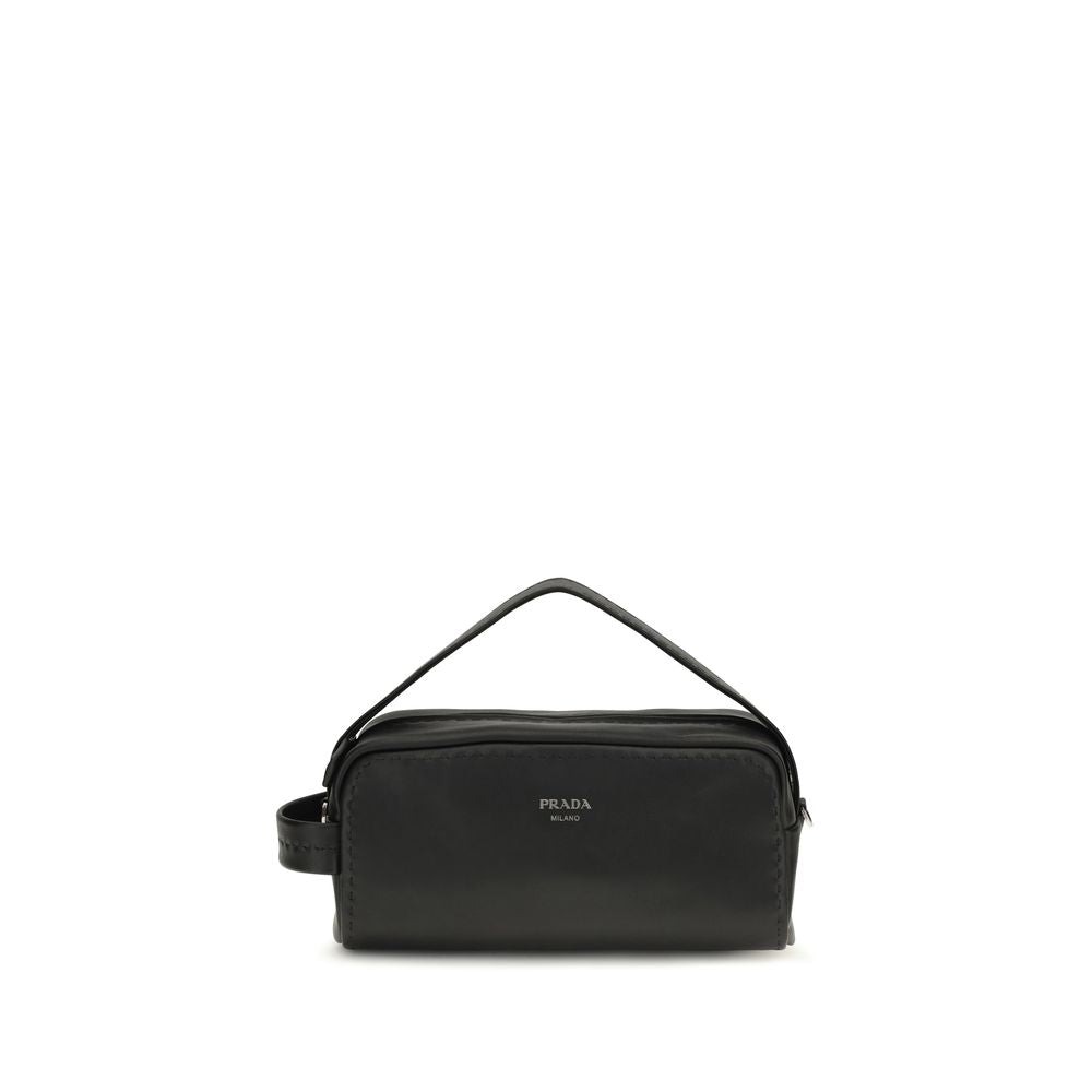 Prada Black Calf Leather Bos Taurus Shoulder Bag