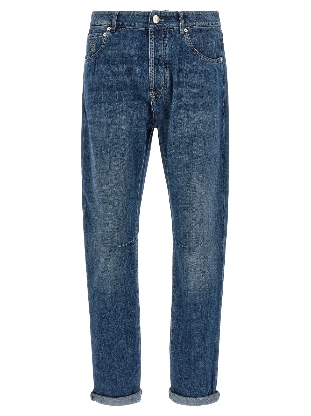 Brunello Cucinelli Blue Cotton Straight-Leg Jeans
