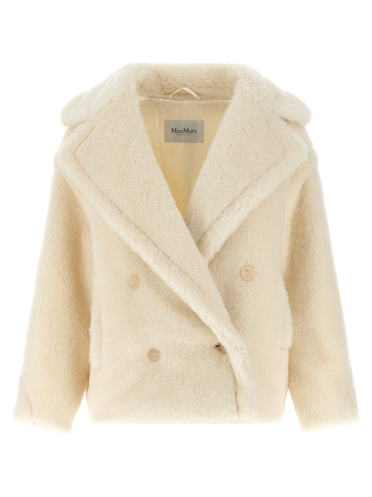 Max Mara White Alpaca Leather Coat