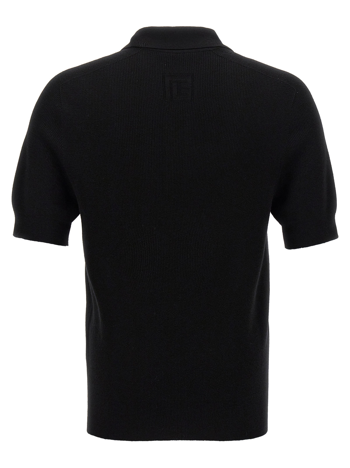 Balmain Black Merino Wool Polo Shirt