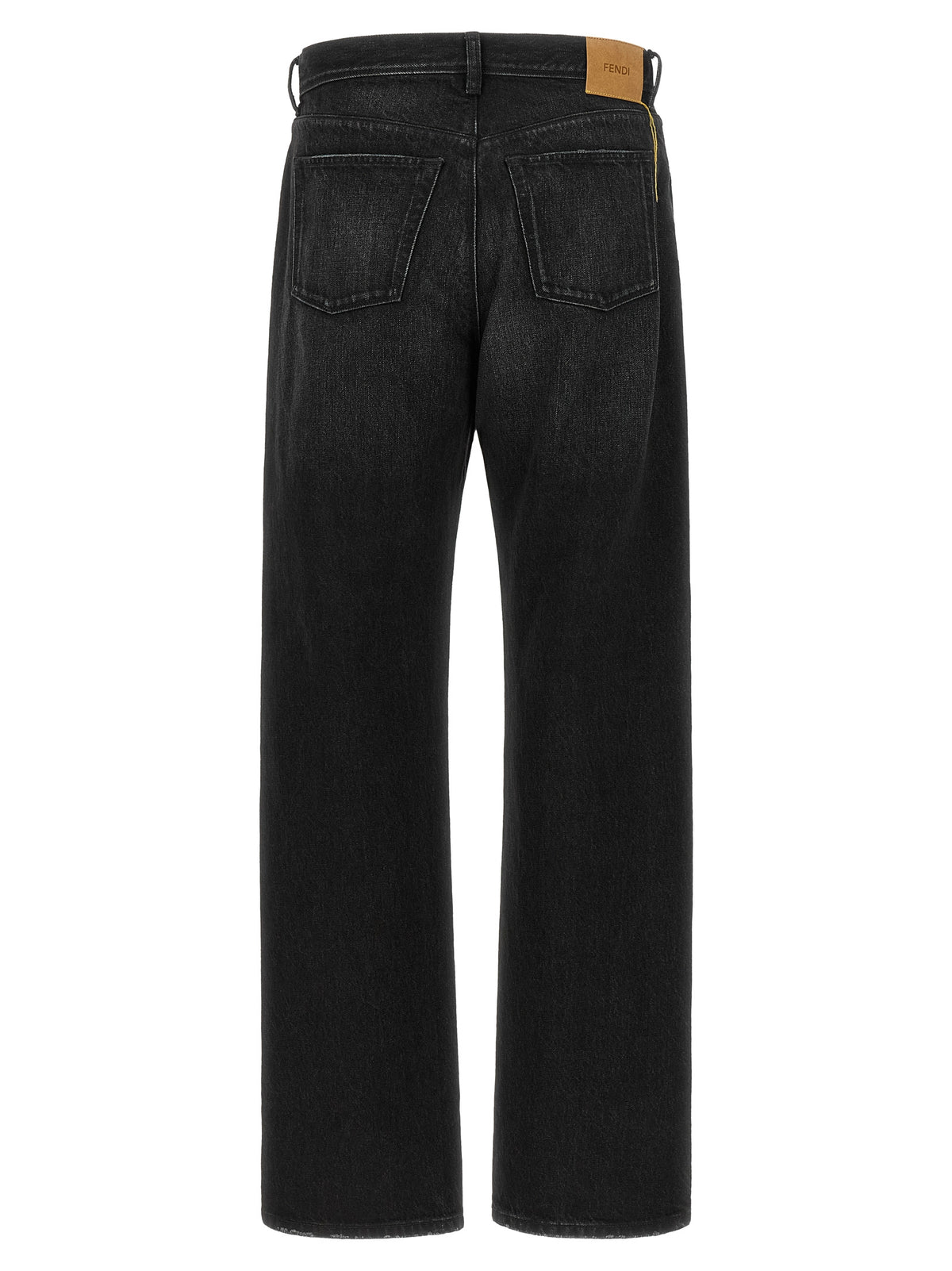 Fendi Black Cotton Straight-Leg Jeans