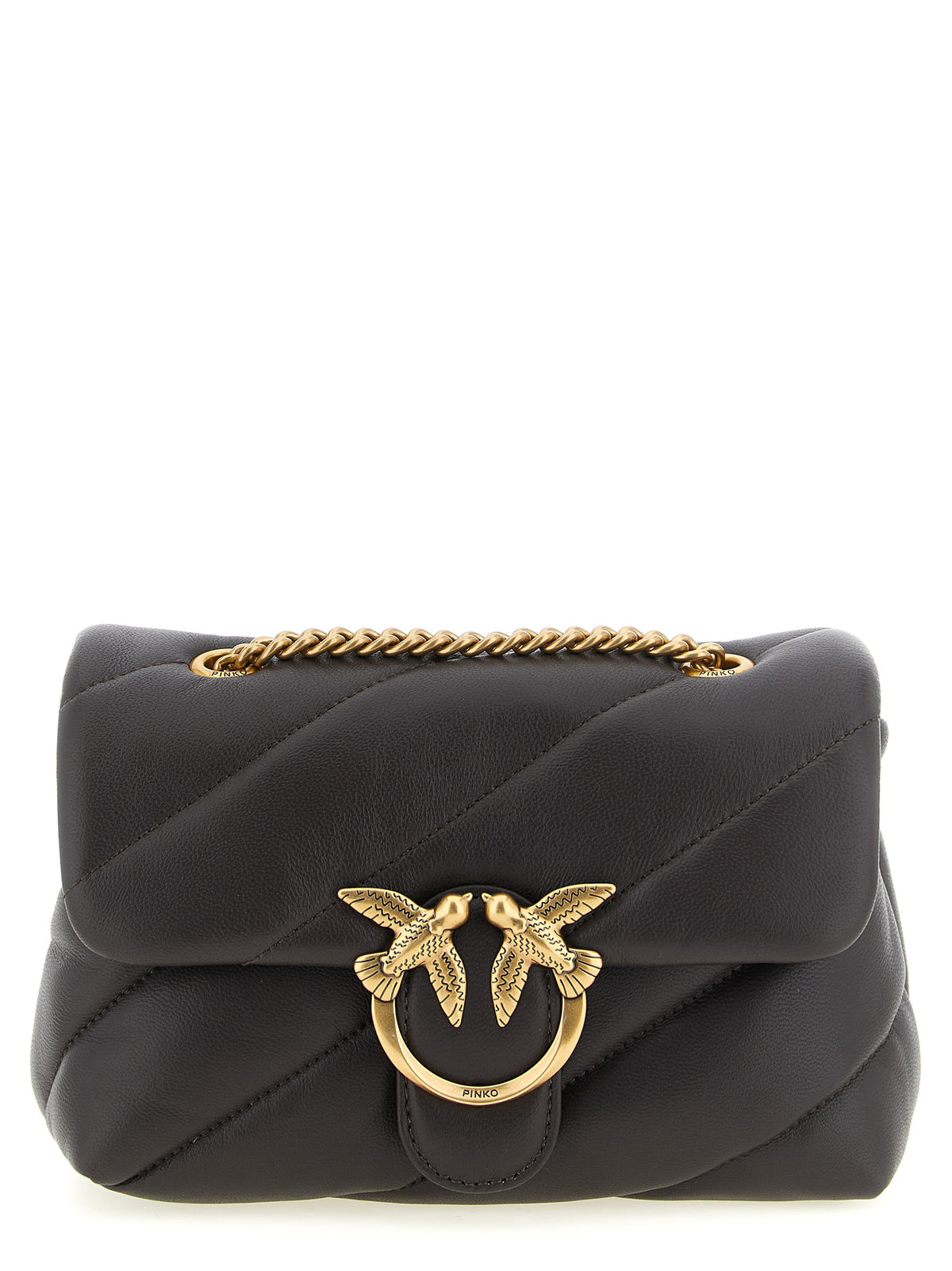 PINKO Black Lamb Leather Crossbody Bag