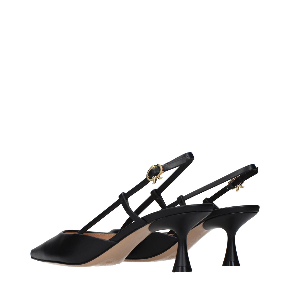Gianvito Rossi Black Leather Mid Heel Pumps