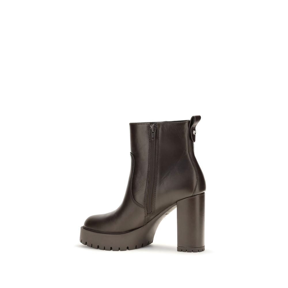 PINKO Brown Calf Leather Bos Taurus Ankle Boots