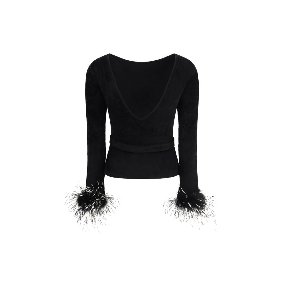 Self-Portrait Black Viscose Blouse