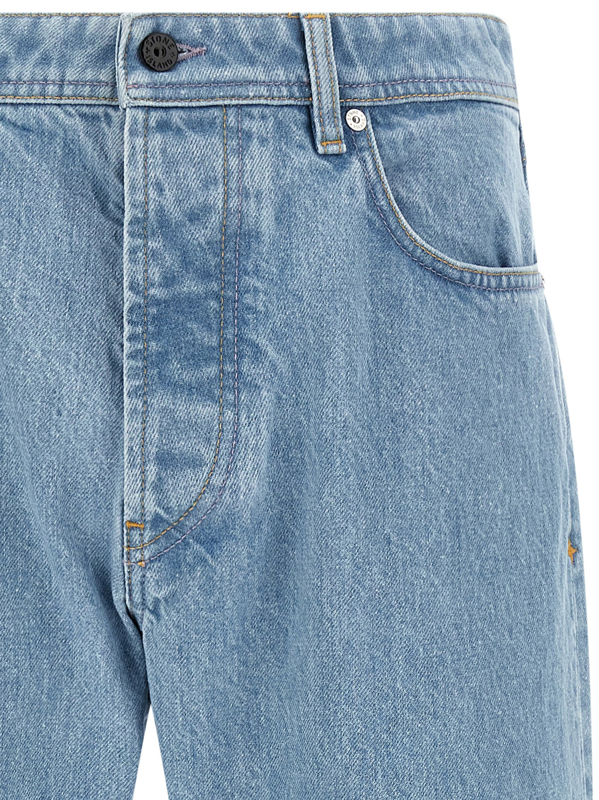 Stone Island Blue Cotton Straight-Leg Jeans