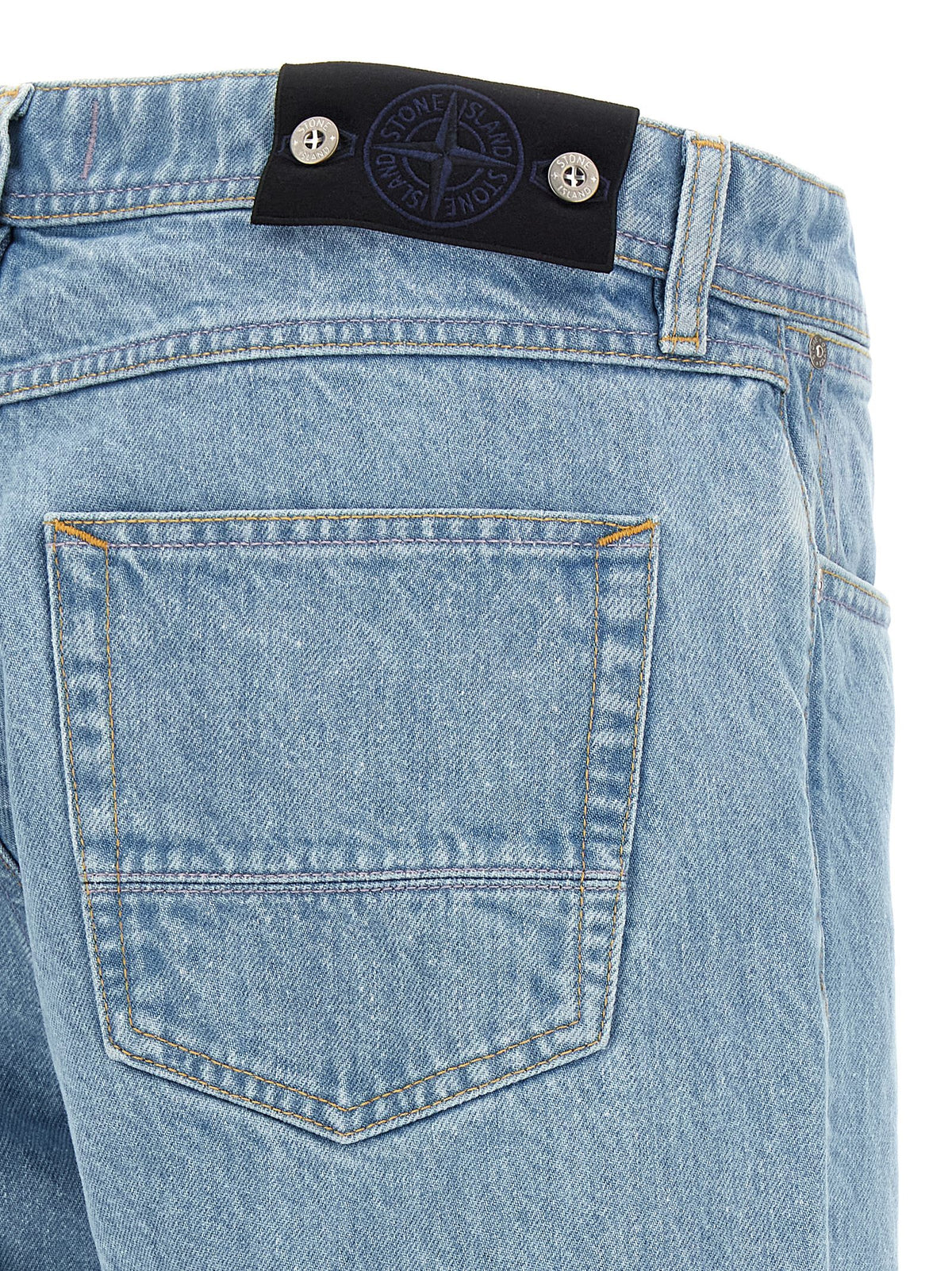 Stone Island Blue Cotton Straight-Leg Jeans