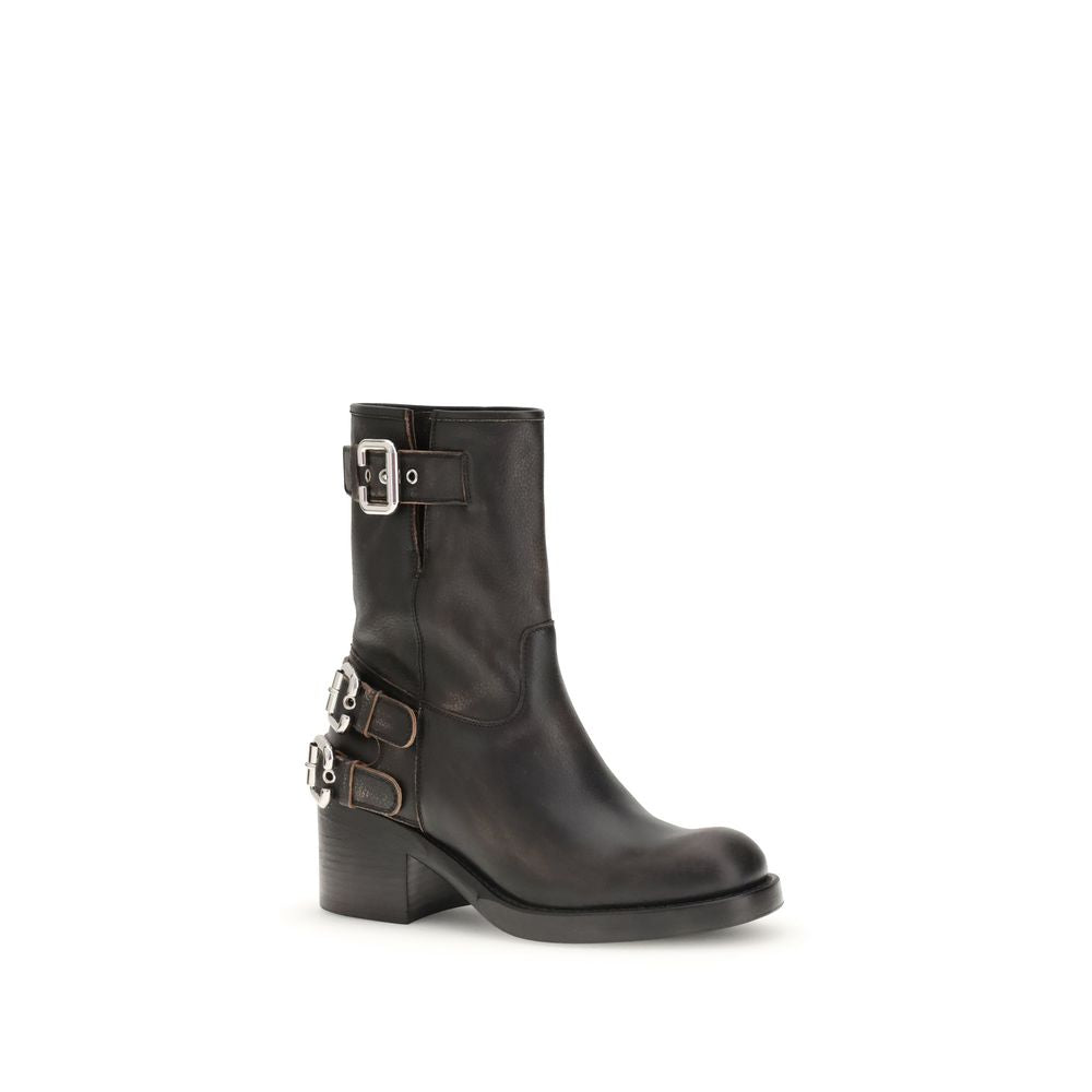 Chloé Black Calf Leather Bos Taurus Ankle Boots