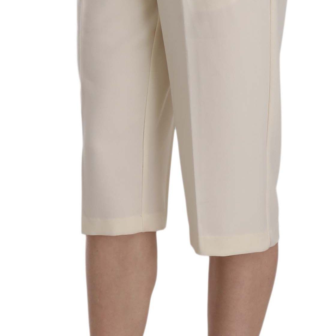 Silvian Heach Cream Mid Waist Cotton Straight Cropped Pants
