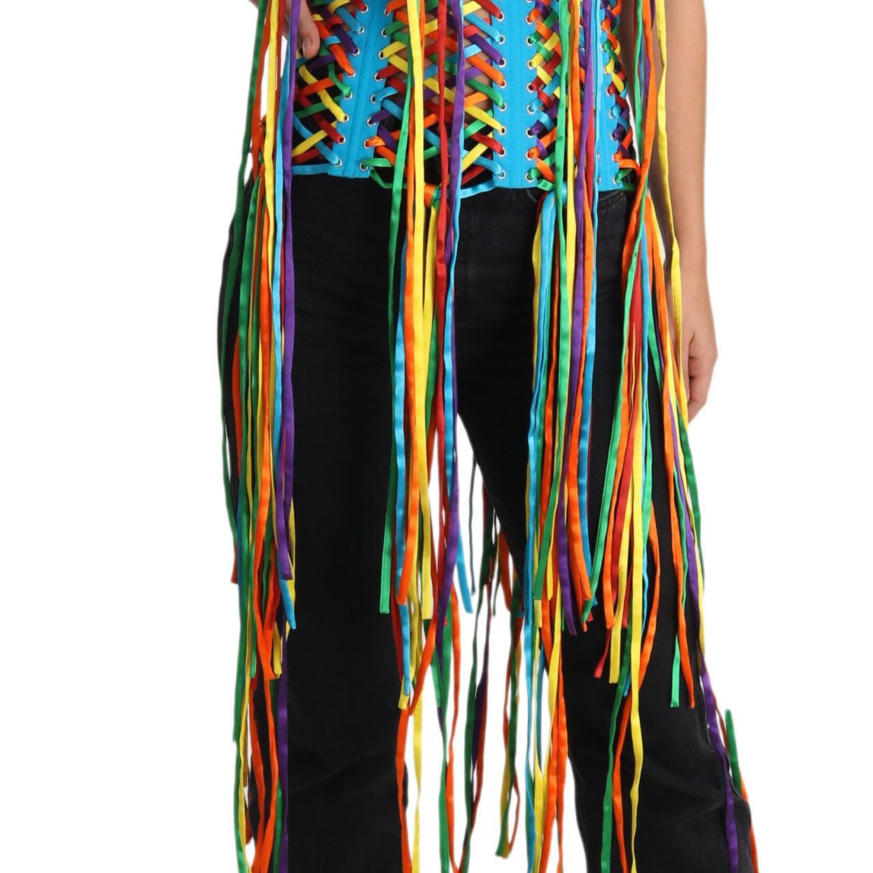 Dolce & Gabbana Multicolor Strings Bustier Polyester Corset Top