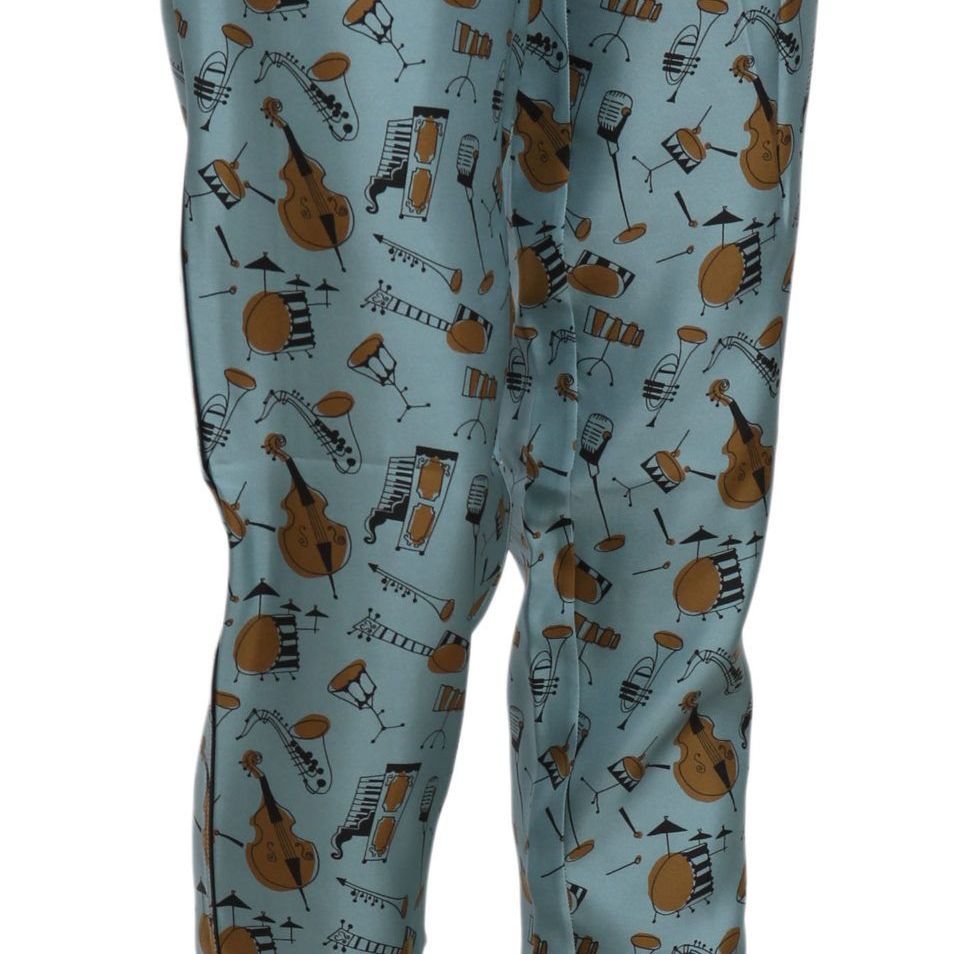 Dolce & Gabbana Blue Musical Instruments Print Tapered Pants