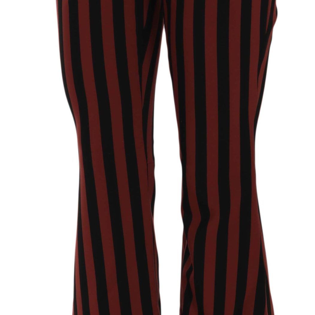 Dolce & Gabbana Black Amaranth Stripe Cropped Flared Pants