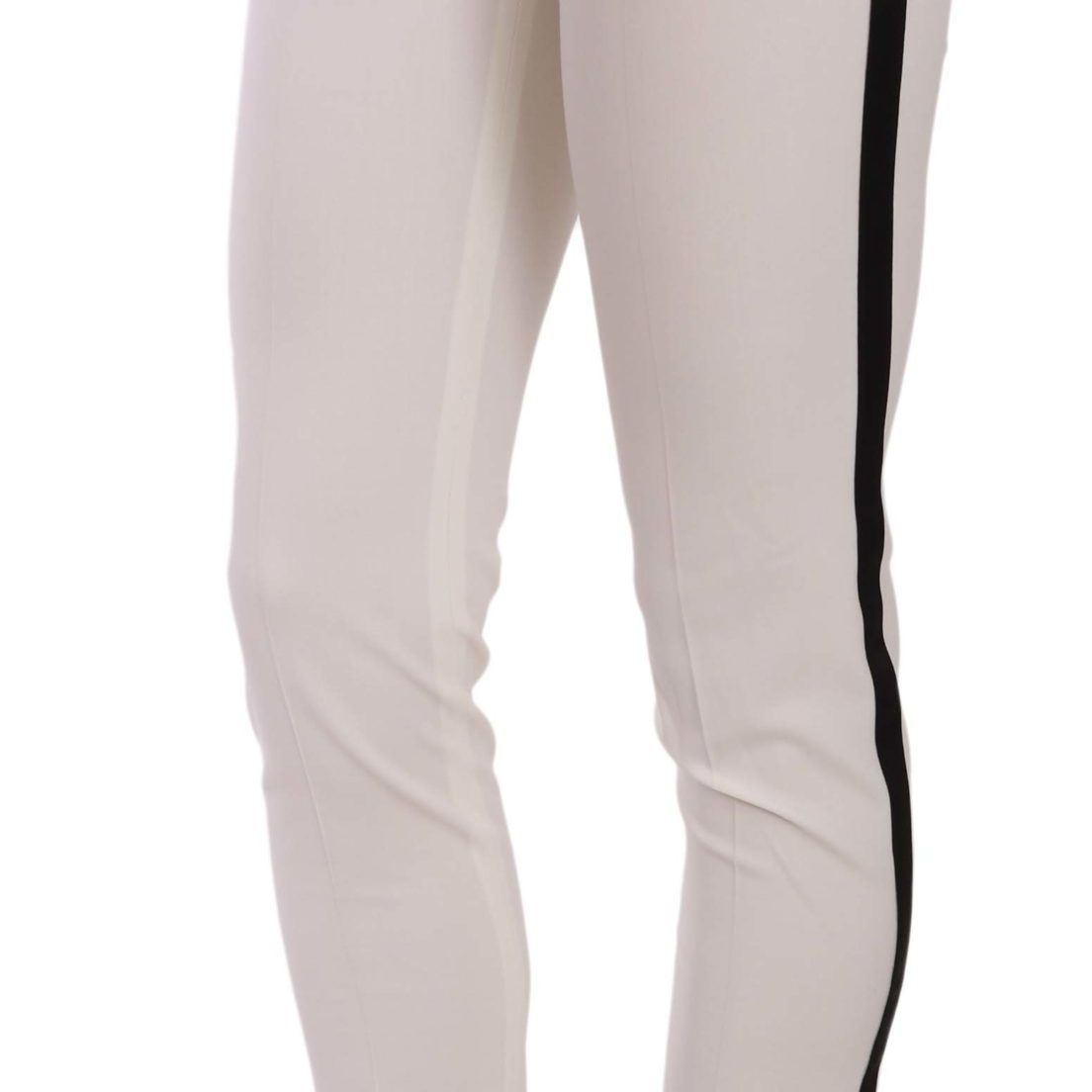 Dolce & Gabbana White Side Stripe Cropped Skinny Pants