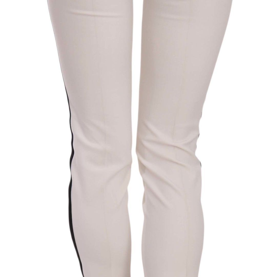 Dolce & Gabbana White Side Stripe Cropped Skinny Pants